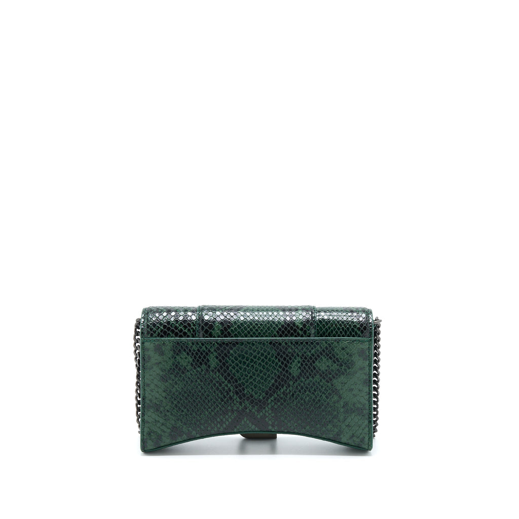 balenciaga-hourglass-wallet-with-chain-python-embossed-calfskin-black-dark-green