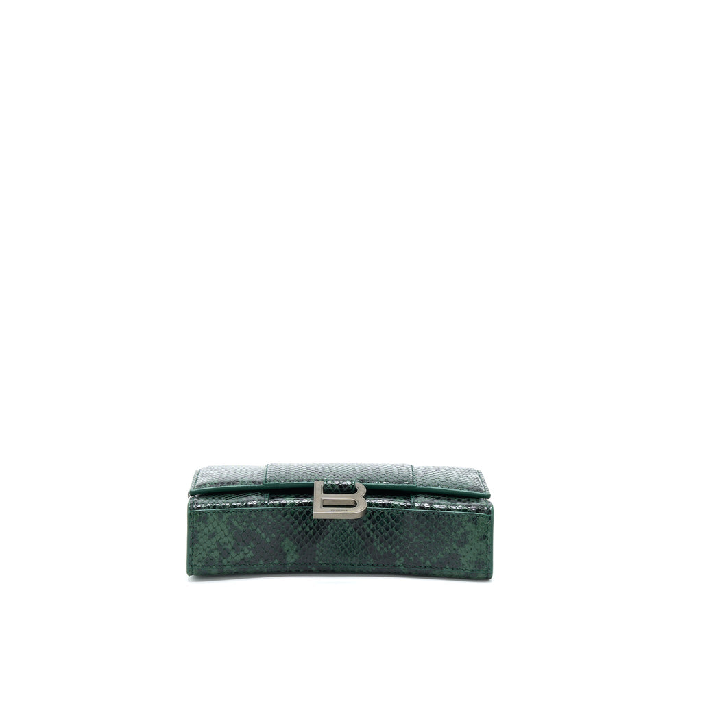 balenciaga-hourglass-wallet-with-chain-python-embossed-calfskin-black-dark-green