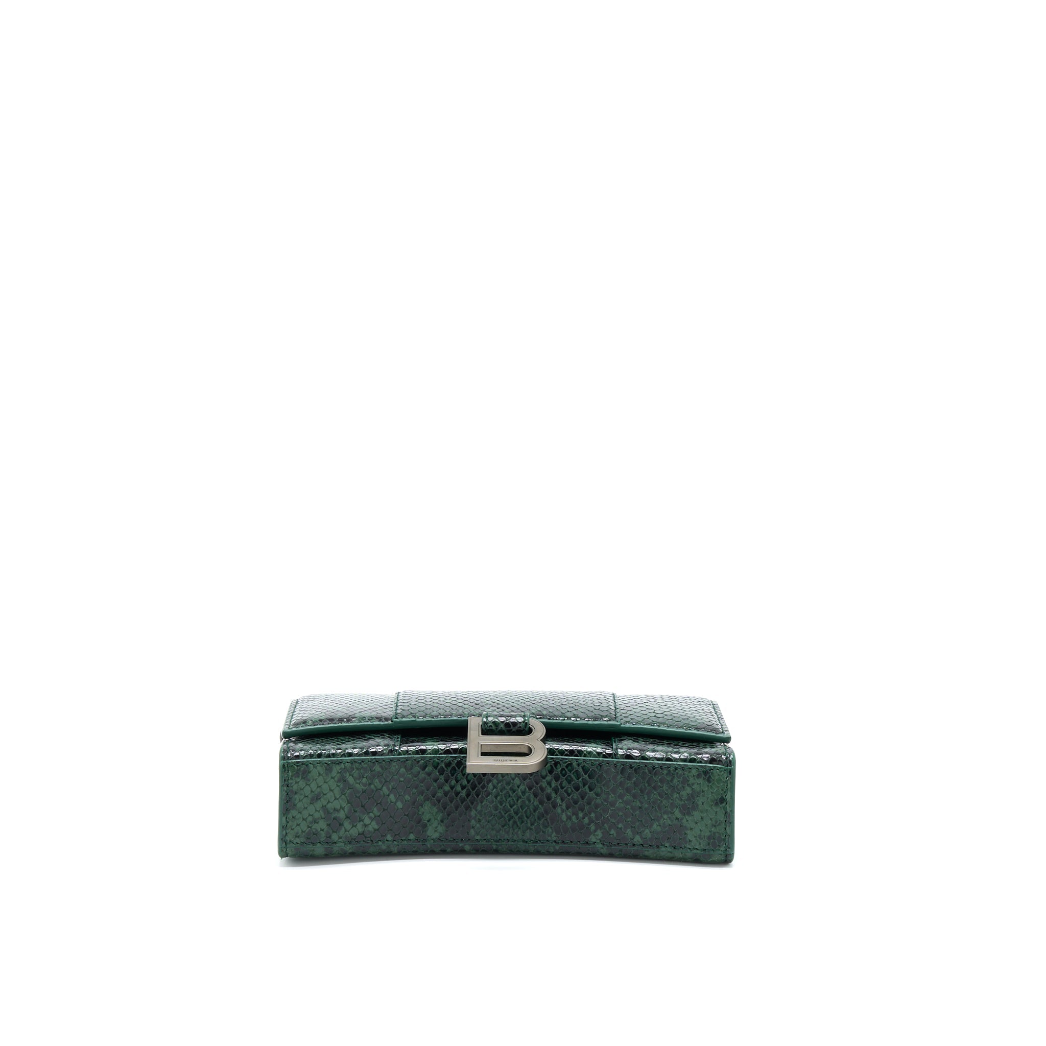 balenciaga-hourglass-wallet-with-chain-python-embossed-calfskin-black-dark-green