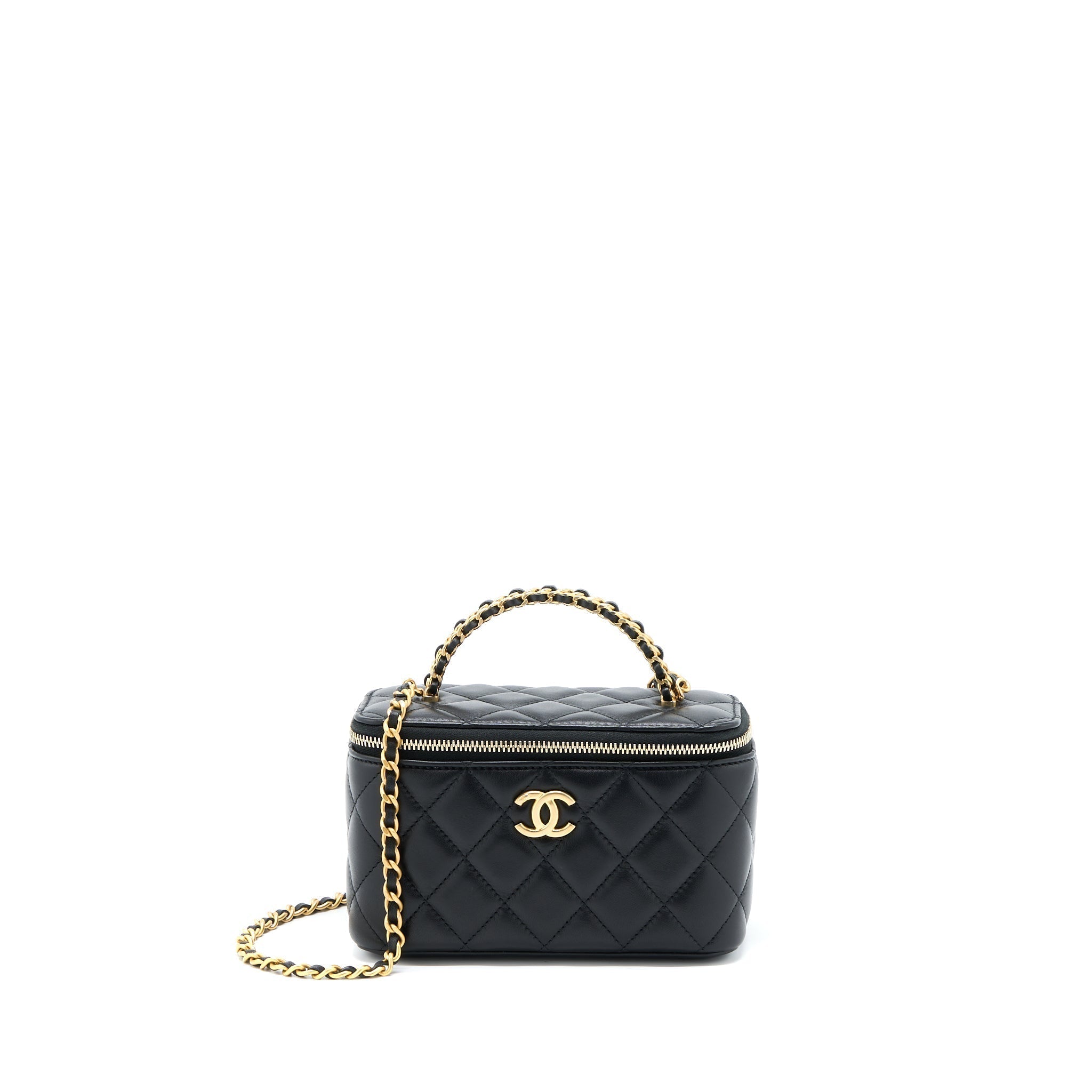chanel-22k-leather-chain-top-handle-long-vanity-case-lambskin-black-brushed-ghw
