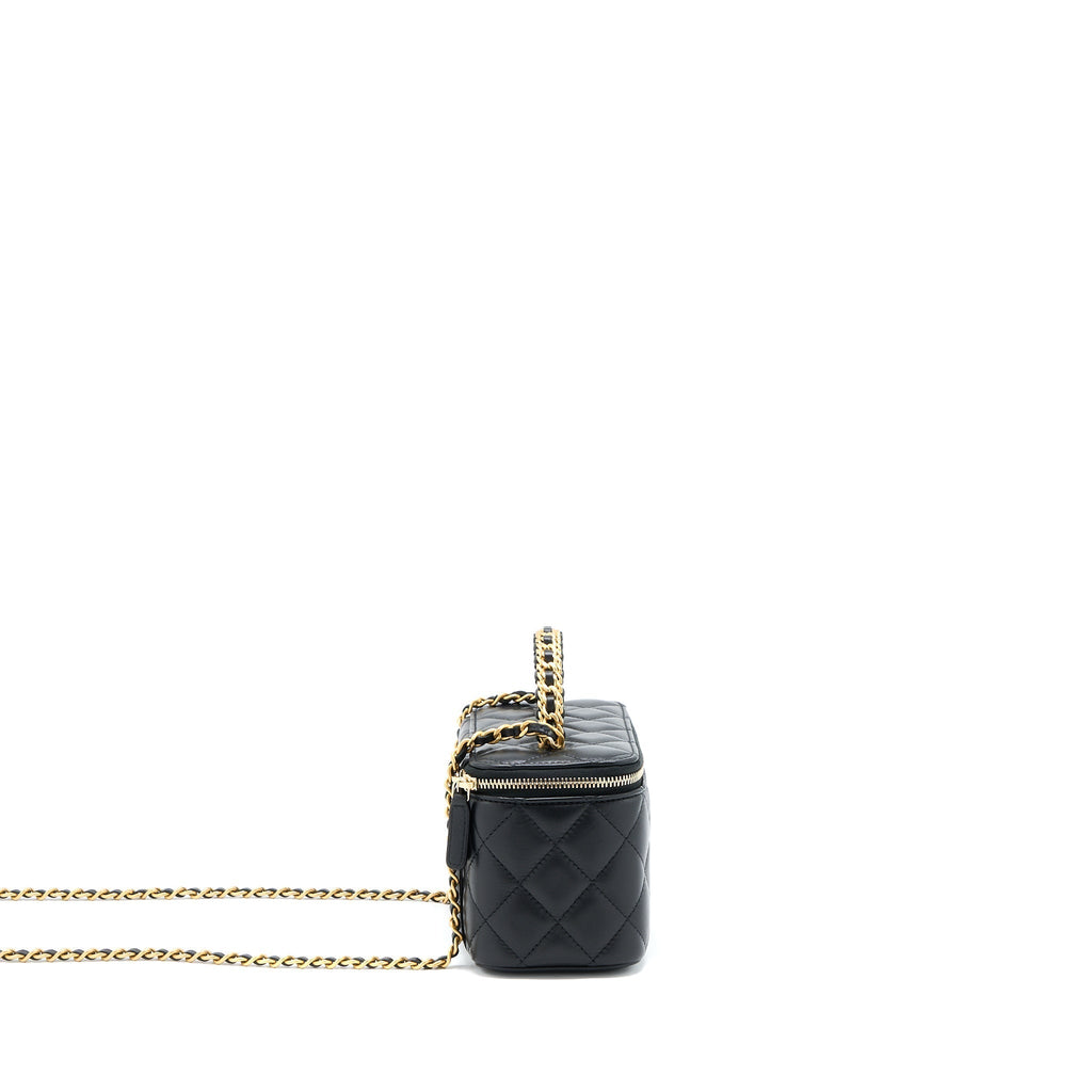 chanel-22k-leather-chain-top-handle-long-vanity-case-lambskin-black-brushed-ghw