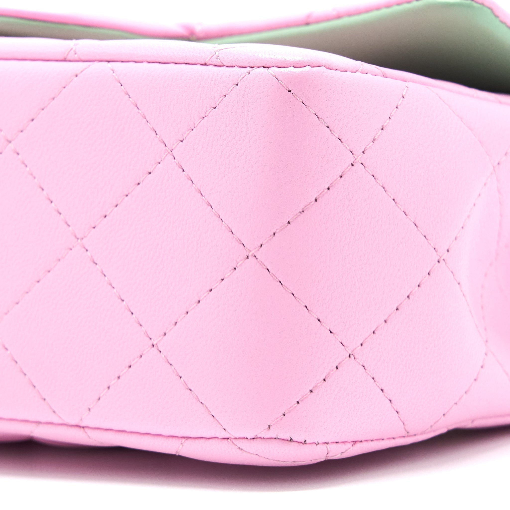 copy-of-chanel-top-handle-mini-rectangular-lambskin-pink-light-green-lghw-microchip