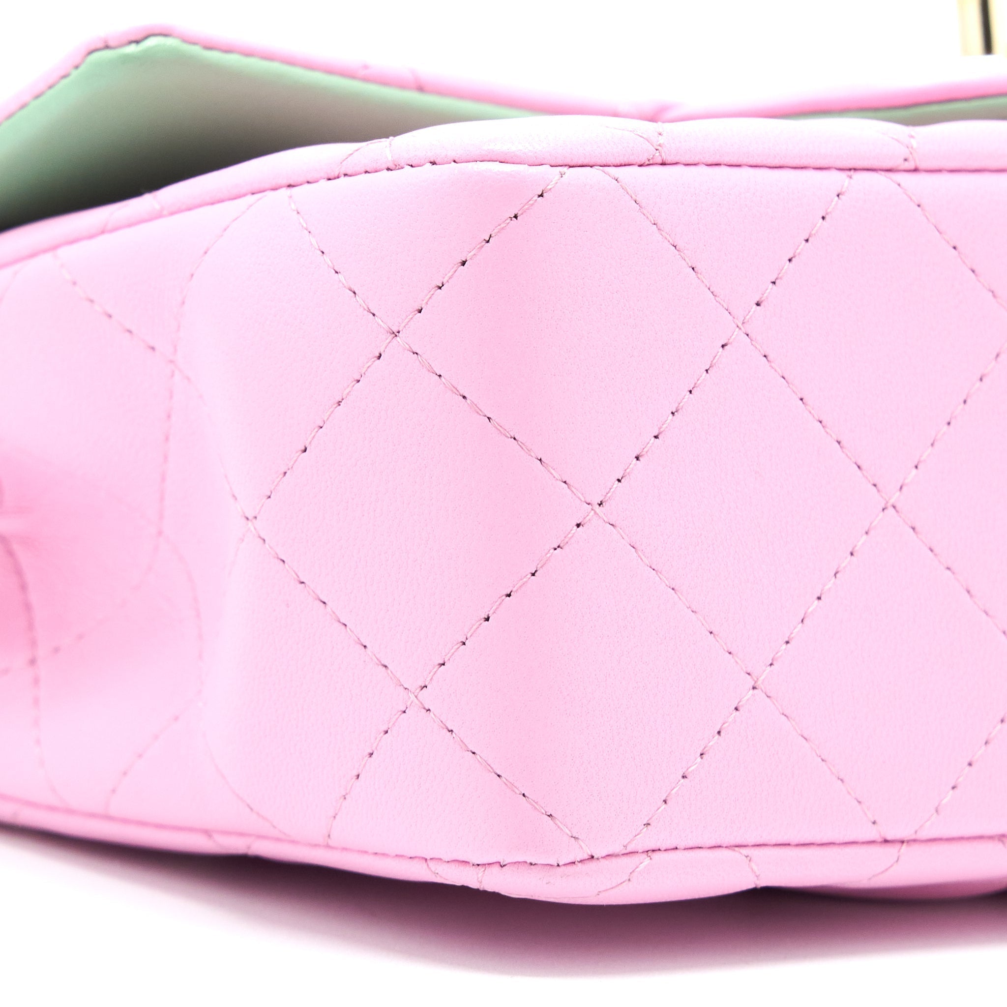 copy-of-chanel-top-handle-mini-rectangular-lambskin-pink-light-green-lghw-microchip
