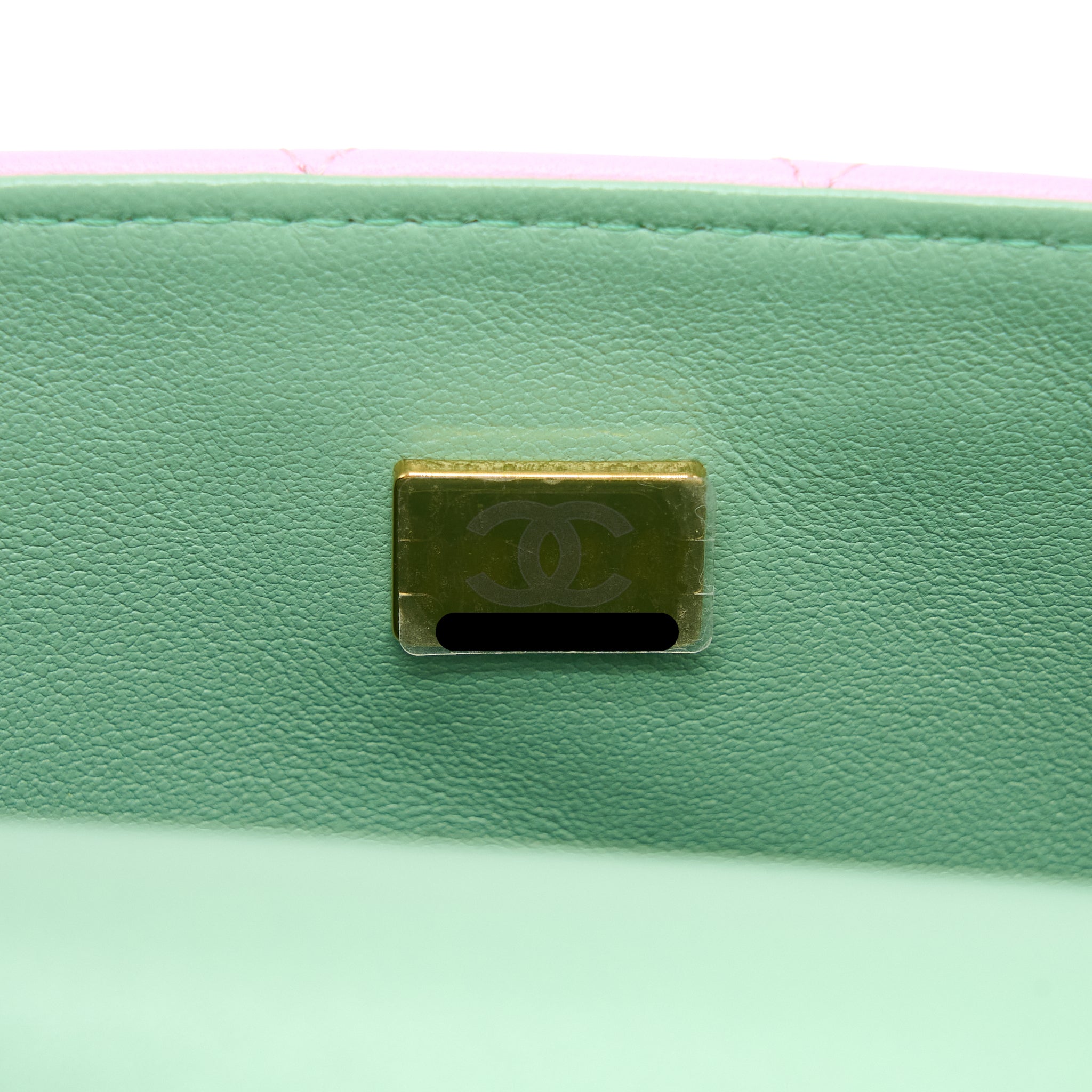 copy-of-chanel-top-handle-mini-rectangular-lambskin-pink-light-green-lghw-microchip