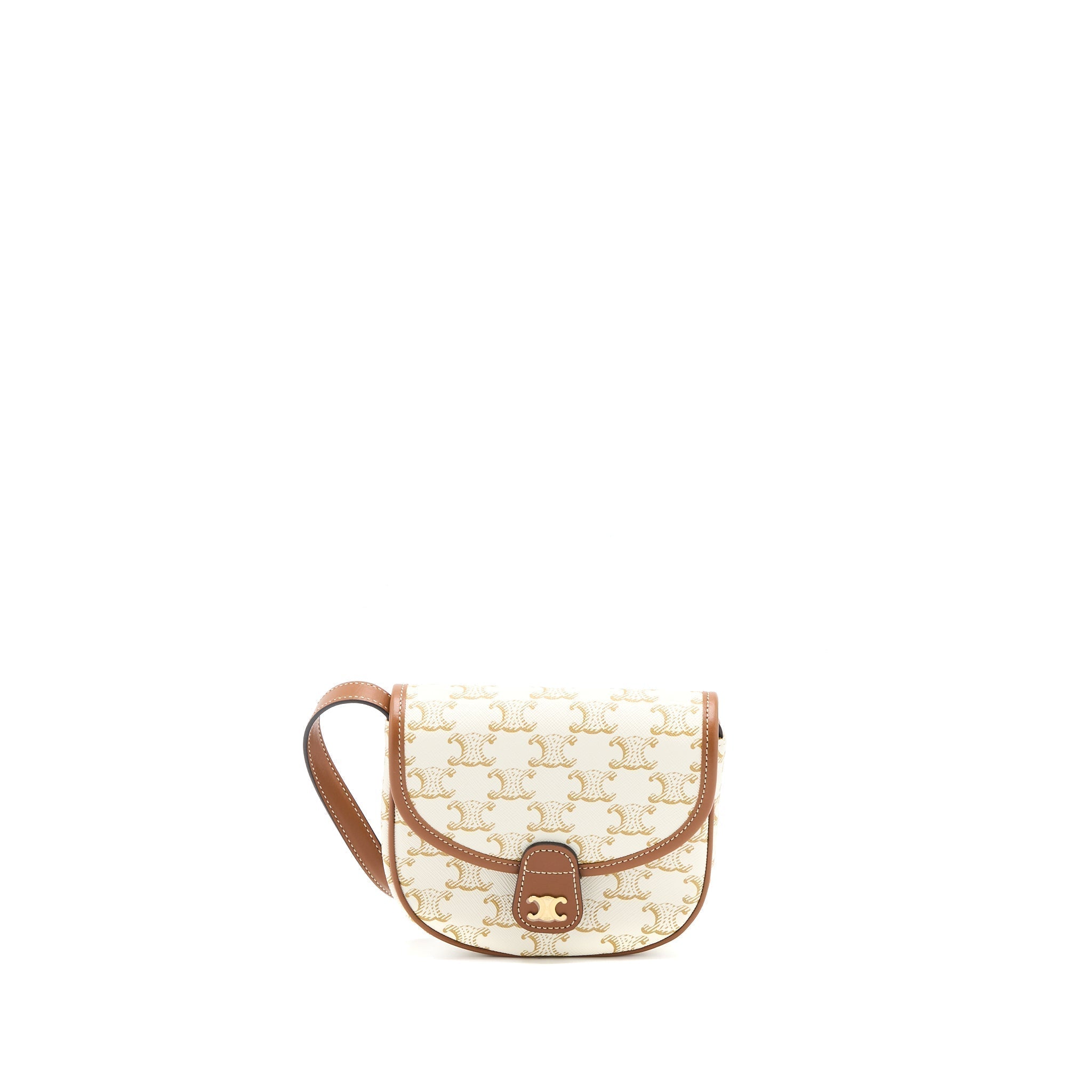 celine-mini-besace-triomphe-canvas-calfskin-white-ghw