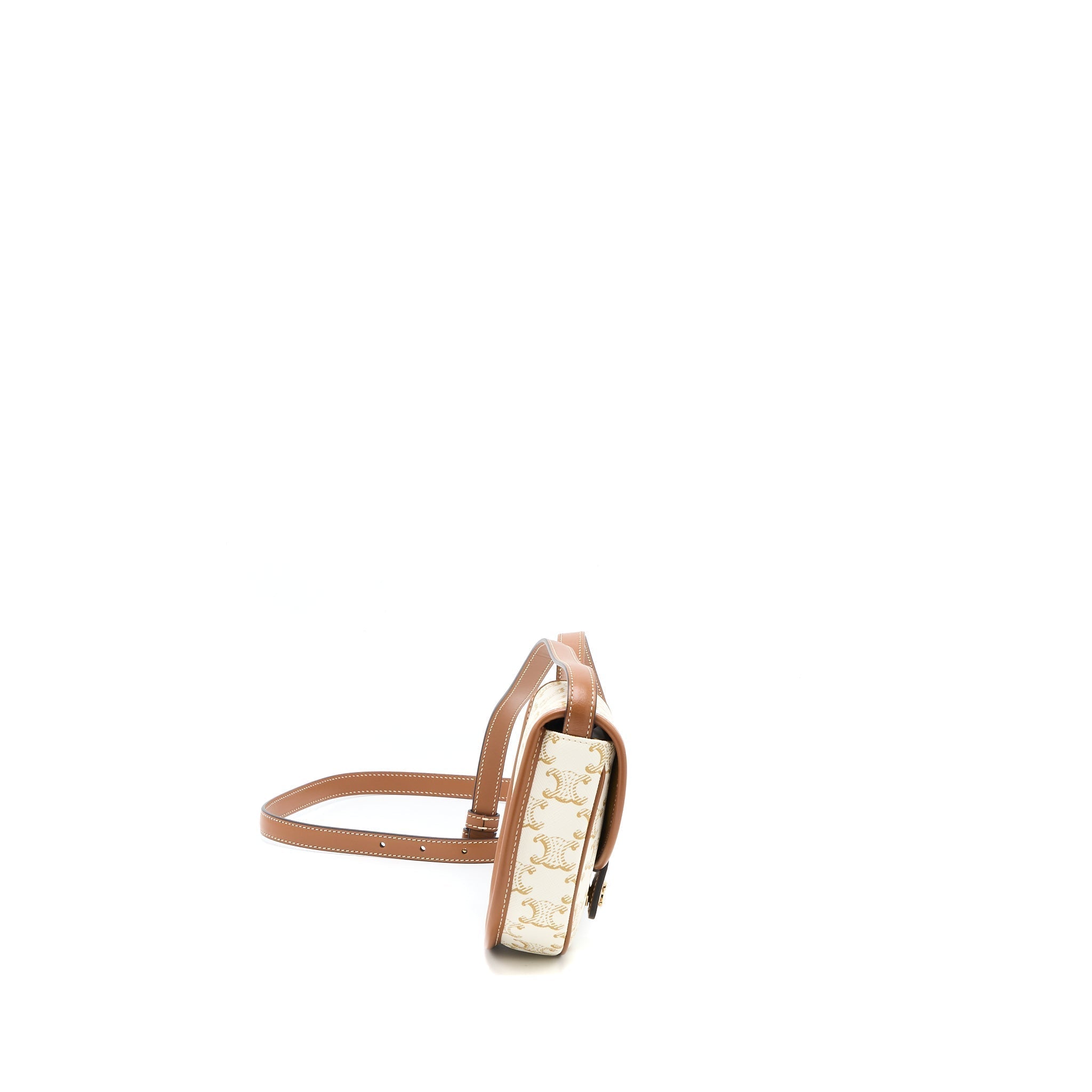 celine-mini-besace-triomphe-canvas-calfskin-white-ghw