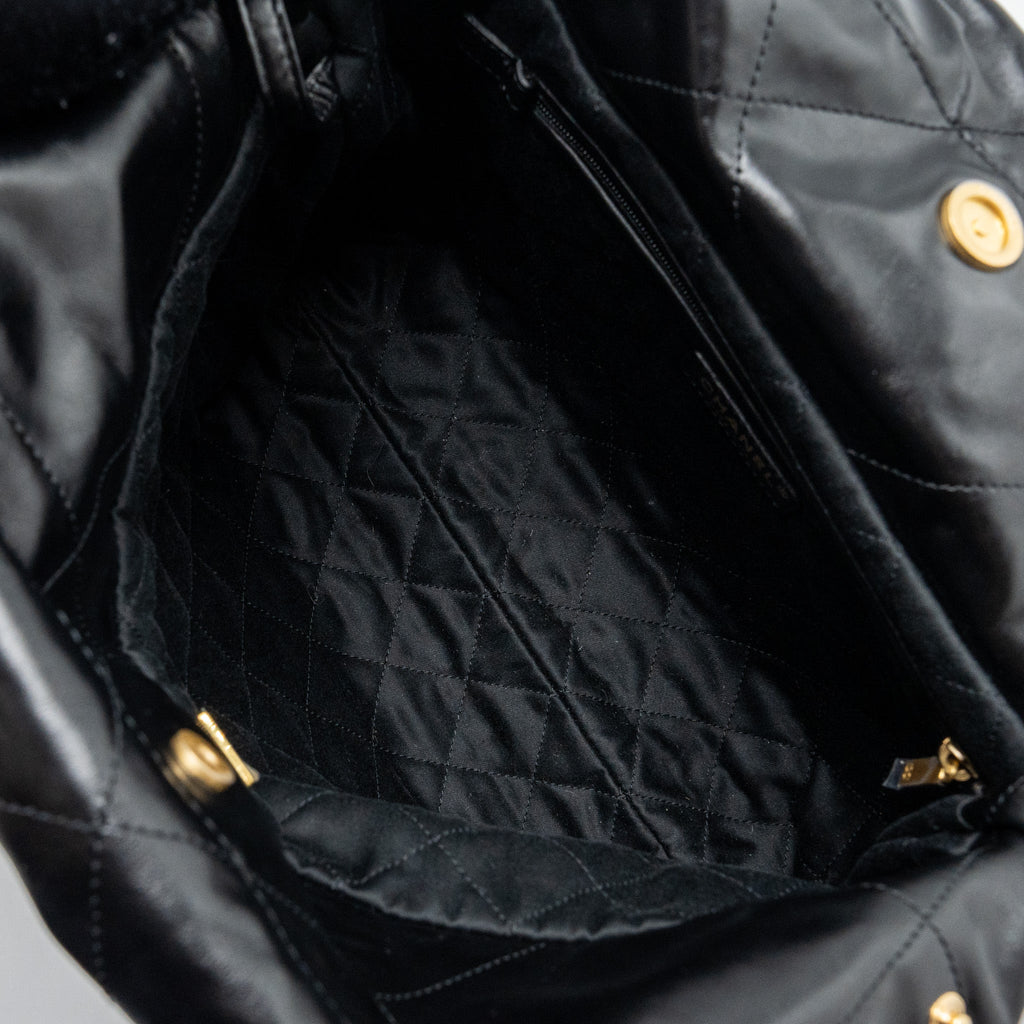 chanel-small-22-bag-gold-letter-shiny-calfskin-black-brushed-ghwmicrochip