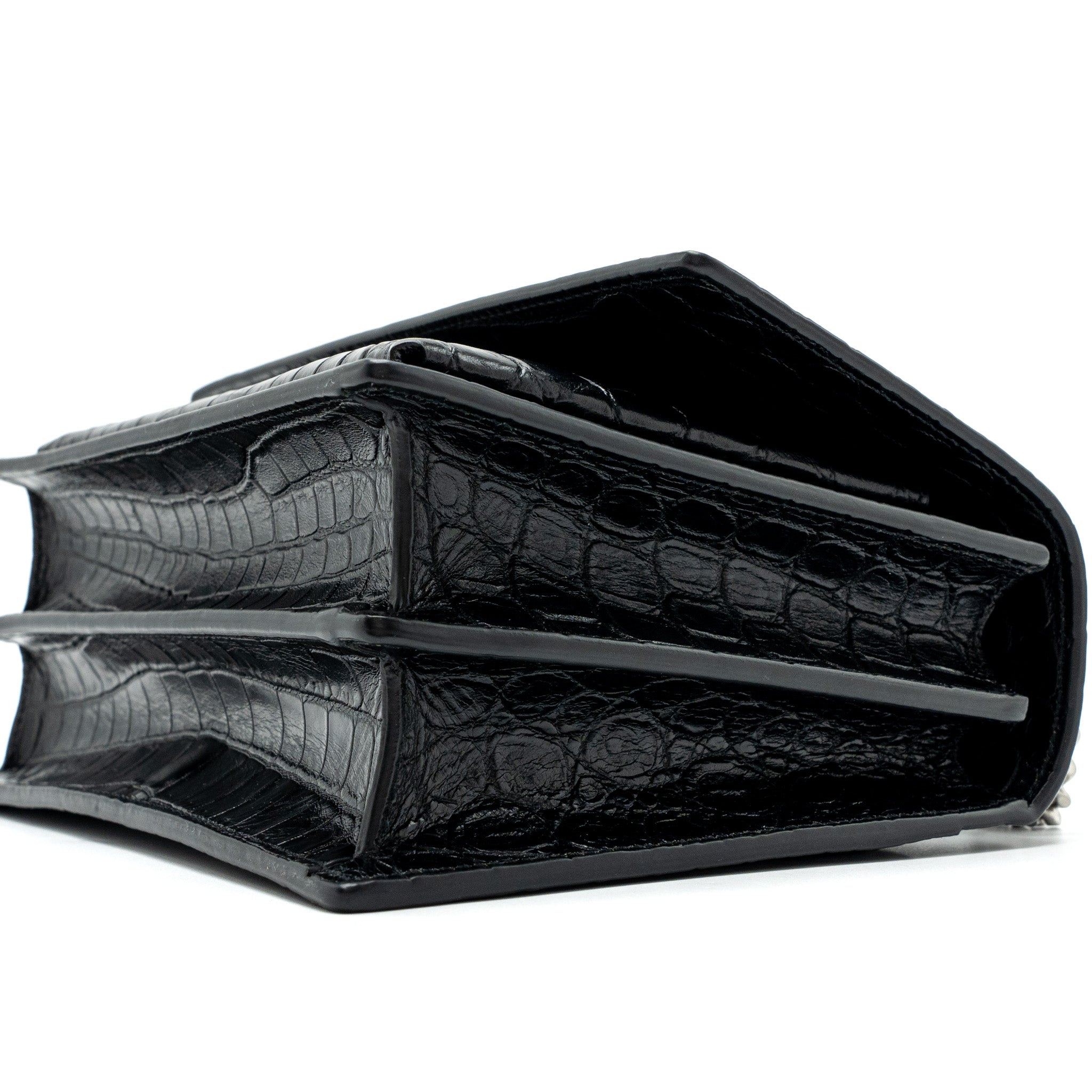 saint-laurent-sunset-bag-crocodile-embossed-black-shw