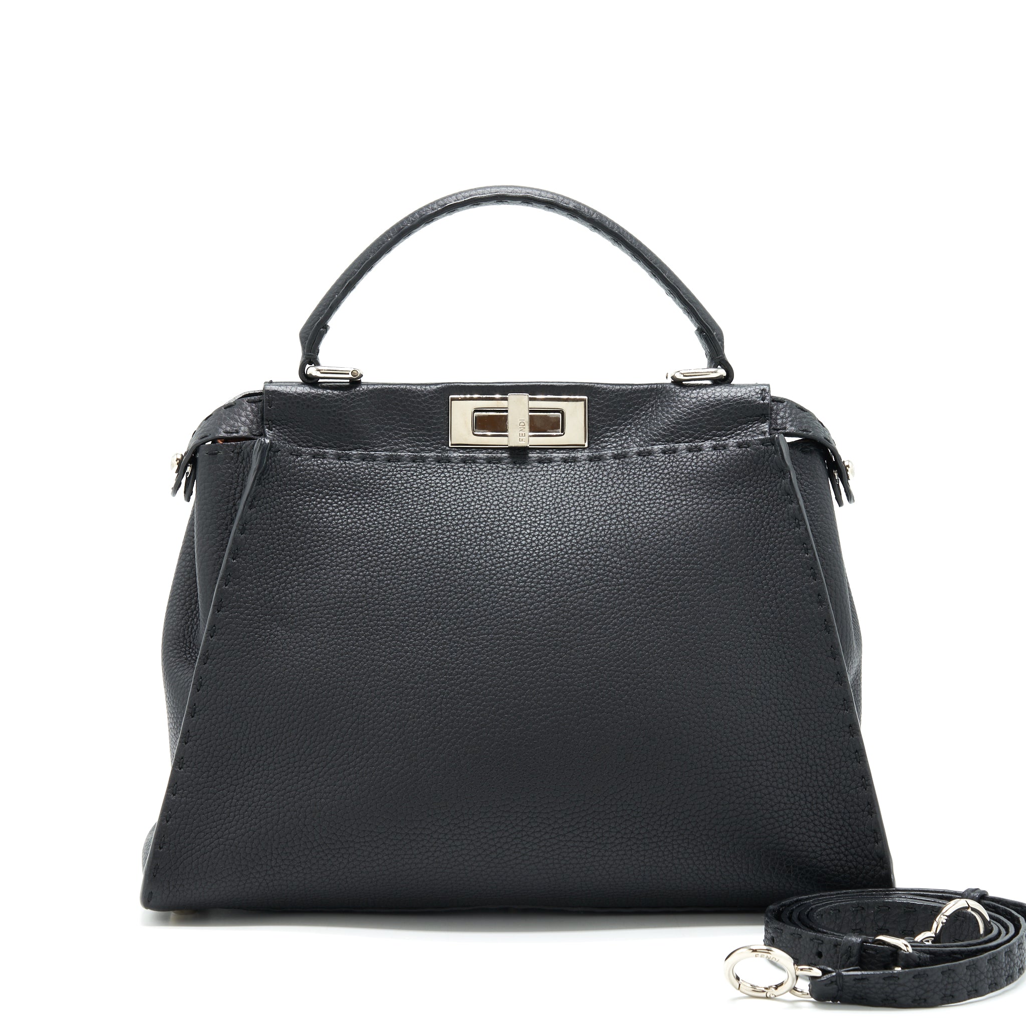 fendi-peekaboo-tote-bag-grained-calfskin-black-shw