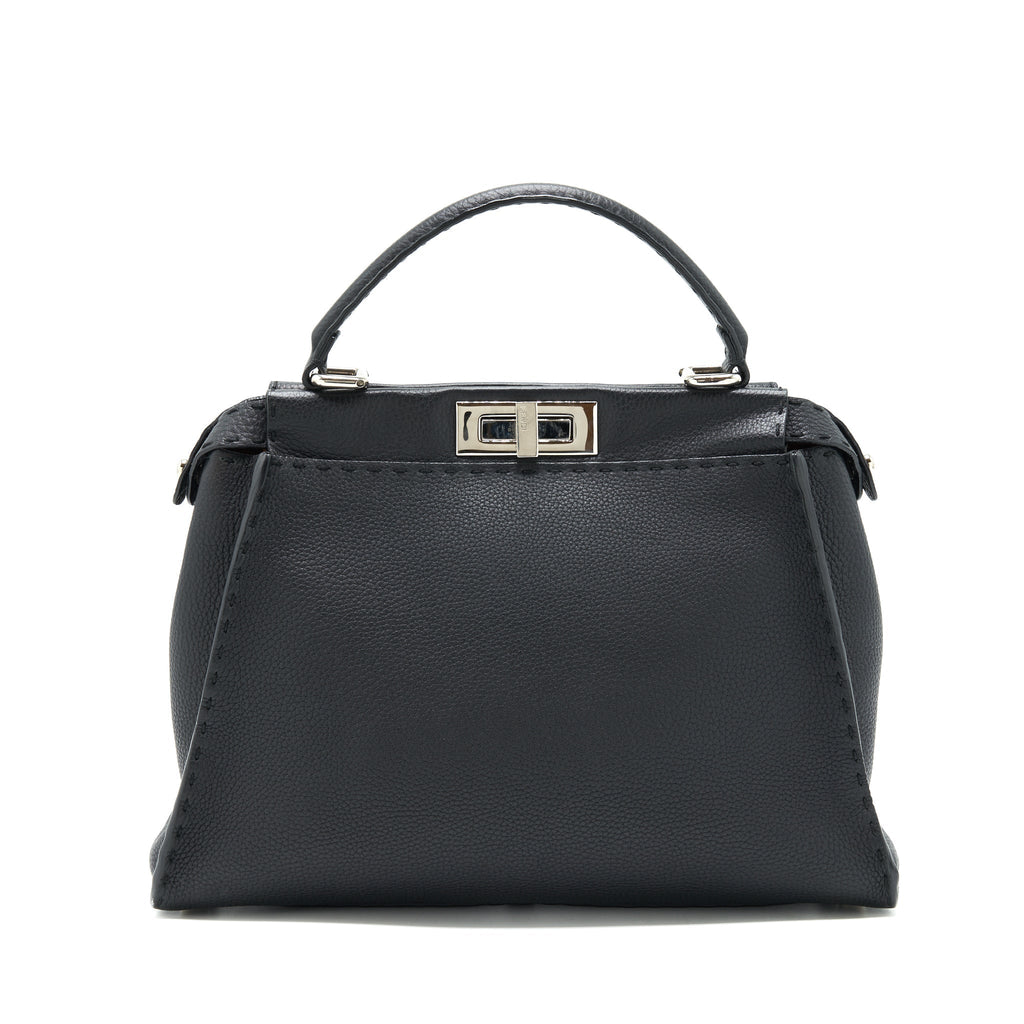 fendi-peekaboo-tote-bag-grained-calfskin-black-shw