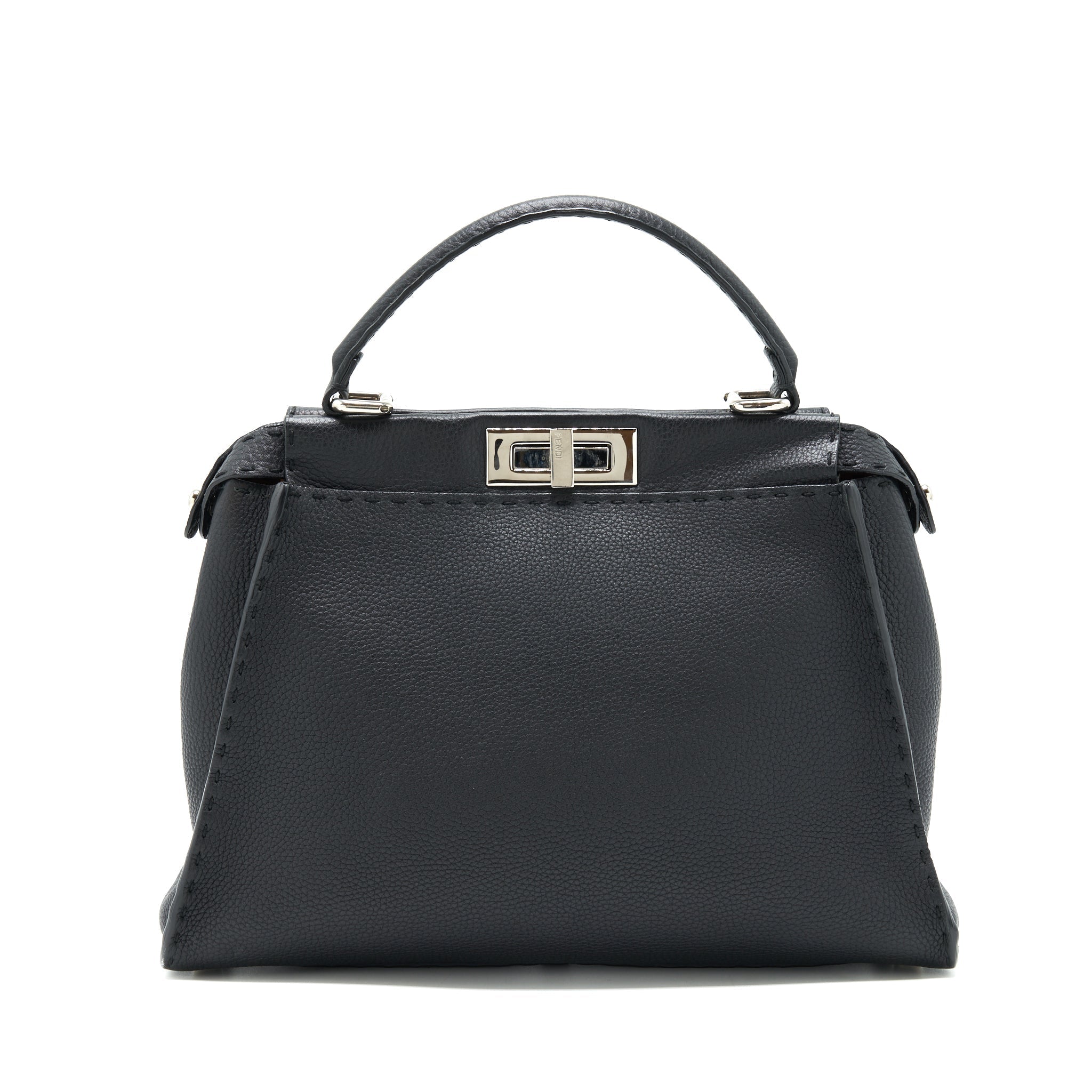 fendi-peekaboo-tote-bag-grained-calfskin-black-shw