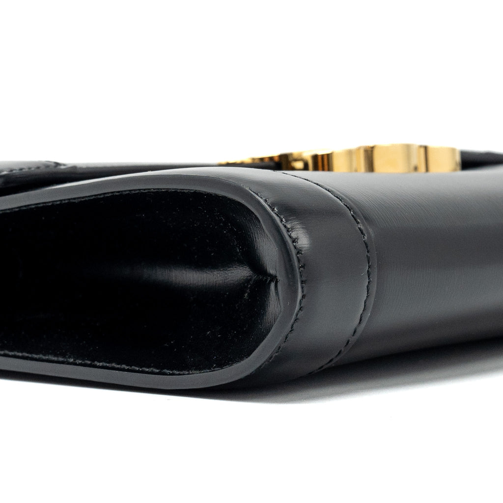 celine-triomphe-flap-wallet-with-strap-calfskin-black-ghw
