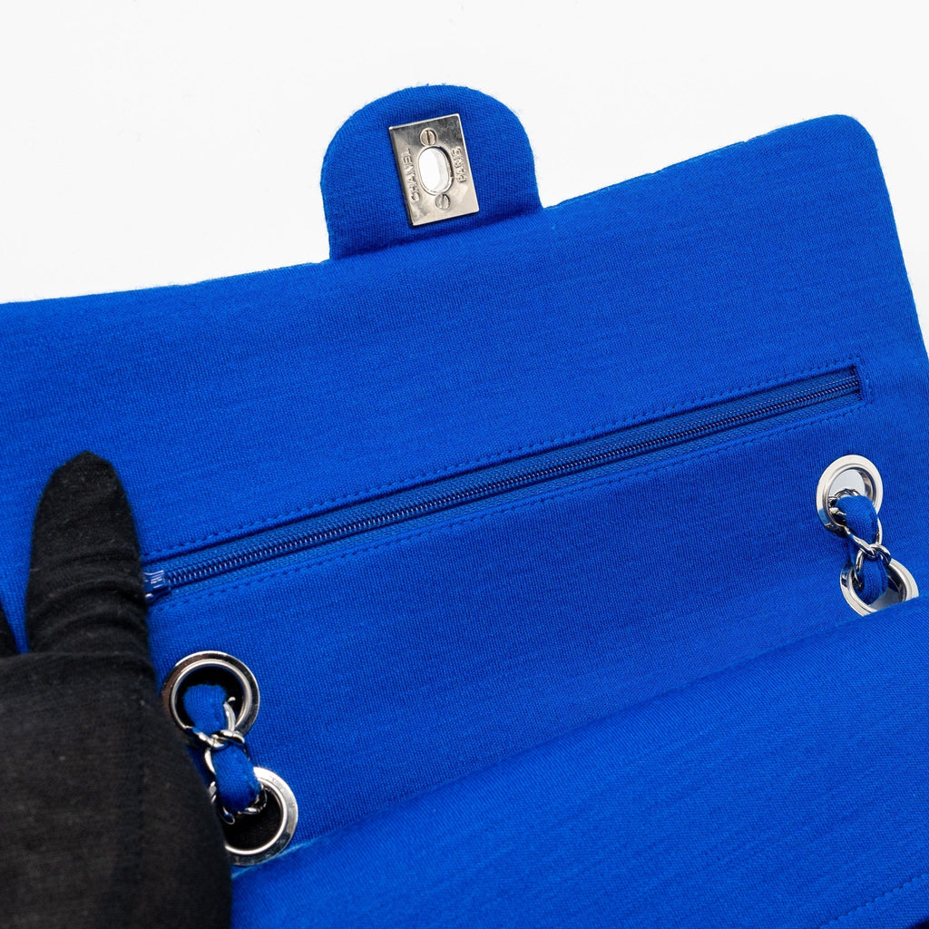 chanel-medium-classic-double-flap-bag-fabric-blue-shw