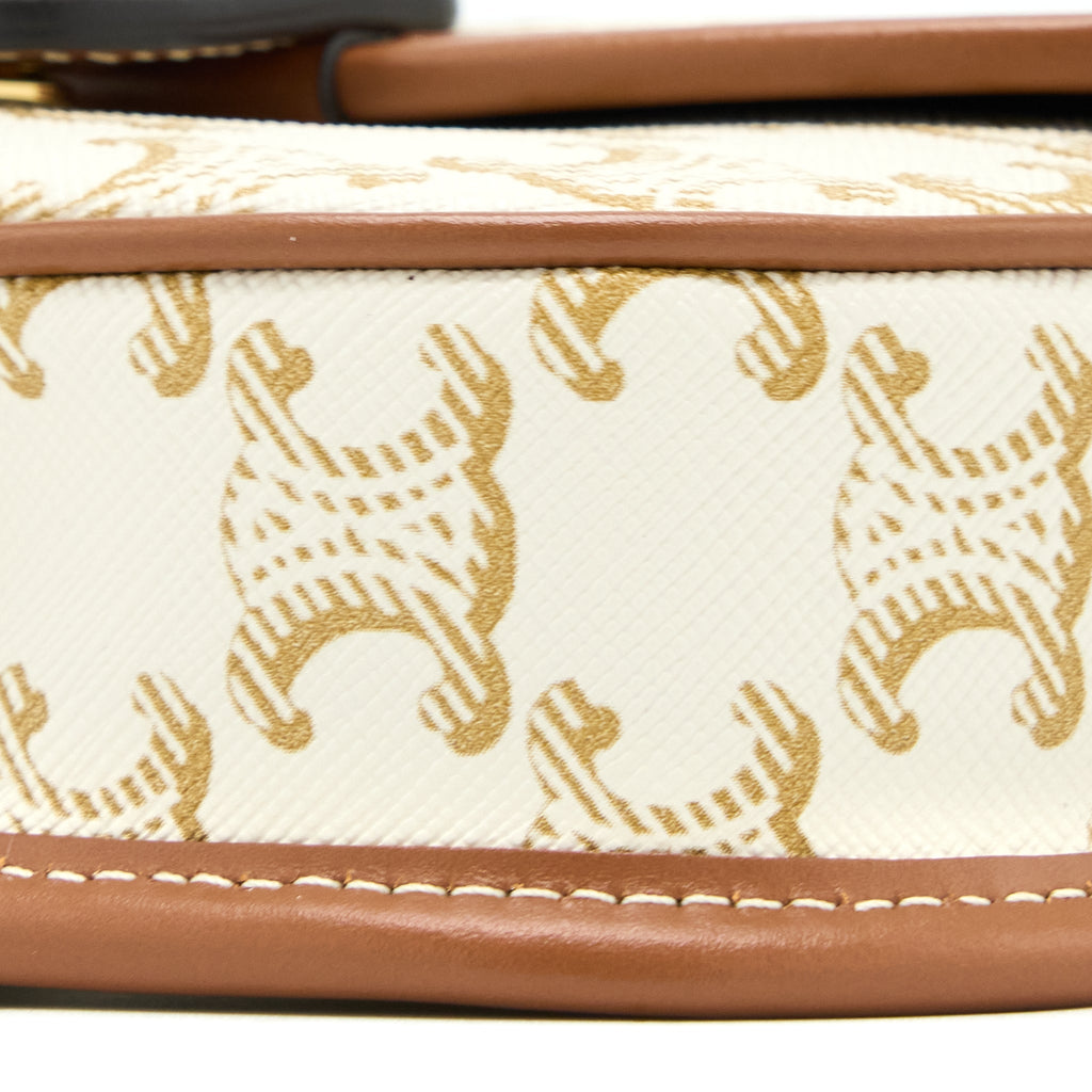 celine-mini-besace-triomphe-canvas-calfskin-white-ghw