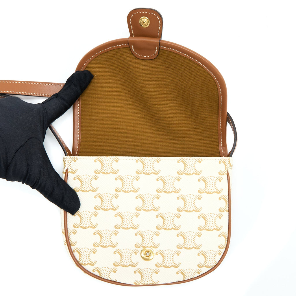 celine-mini-besace-triomphe-canvas-calfskin-white-ghw