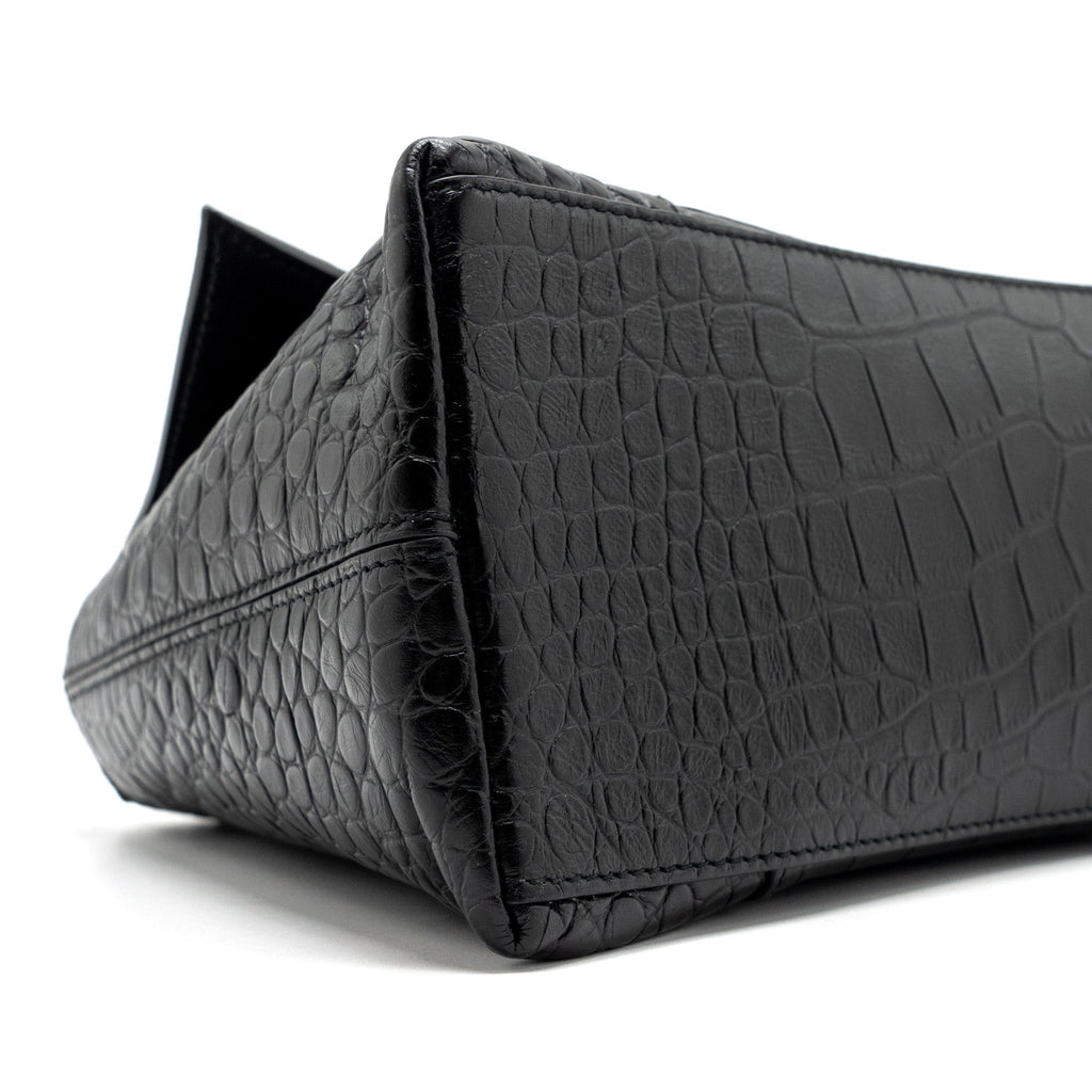 balenciaga-downtown-small-shoudler-bag-crocodile-embossed-black-with-black-hardware