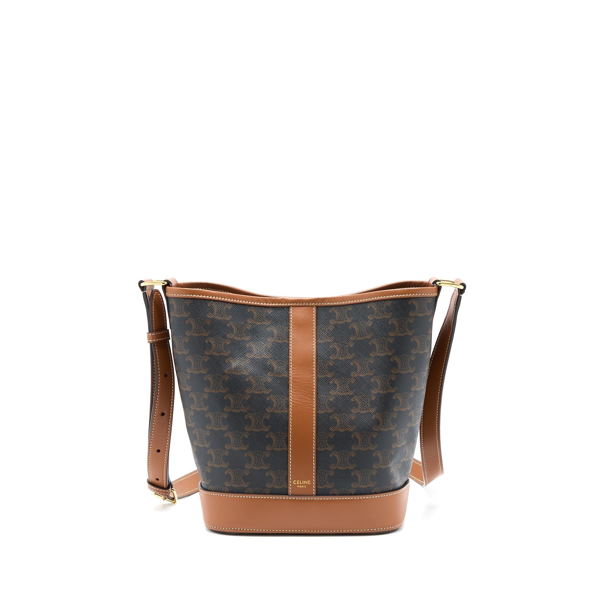 celine-small-bucket-bag-triomphe-canvas-leather-tan-ghw