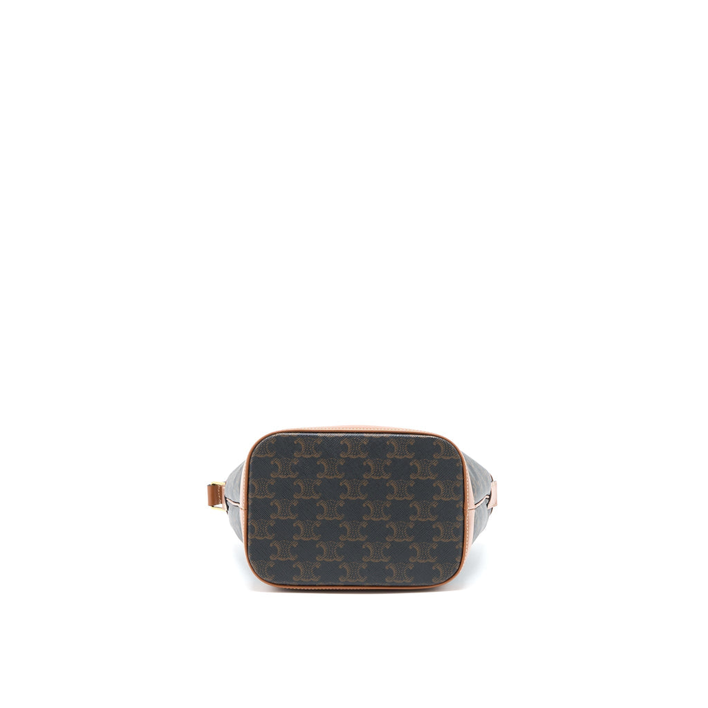 celine-small-bucket-bag-triomphe-canvas-leather-tan-ghw