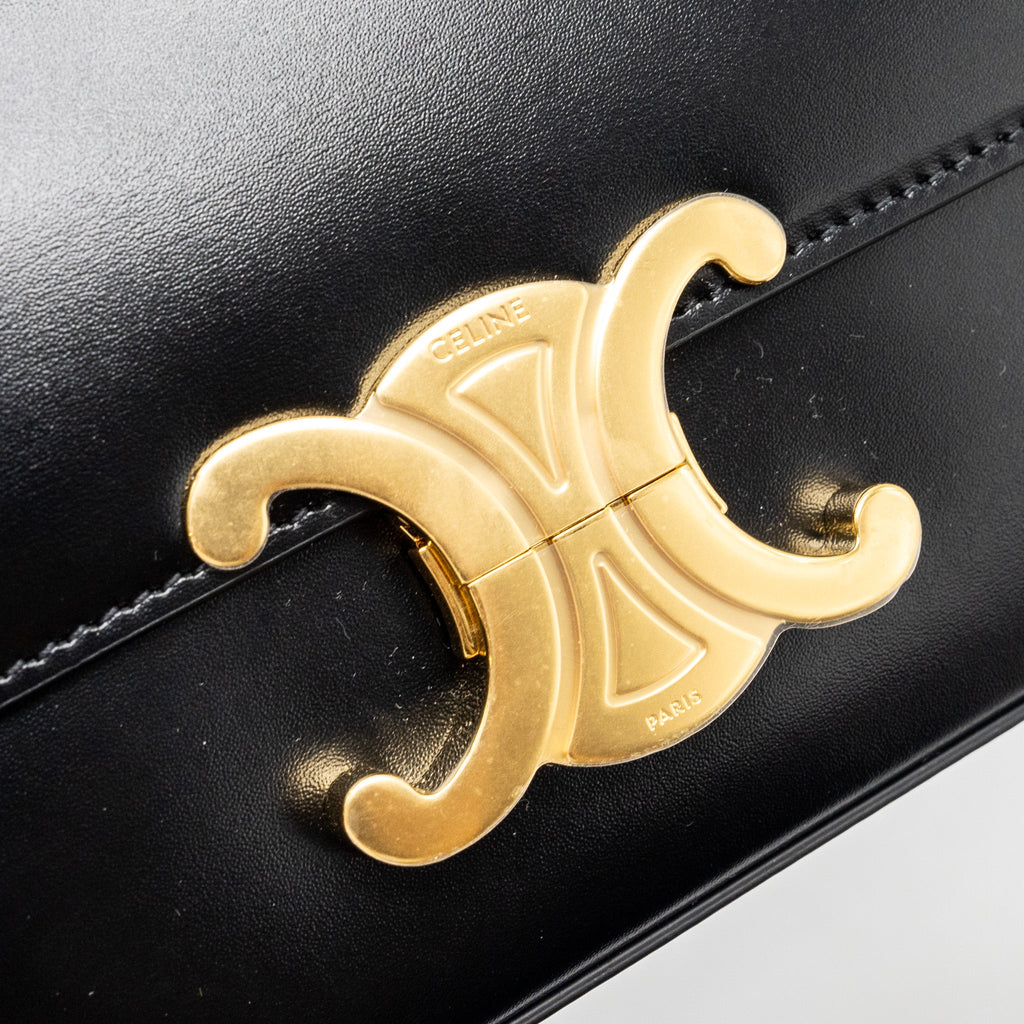 celine-triomphe-shoulder-bag-calfskin-black-ghw-1
