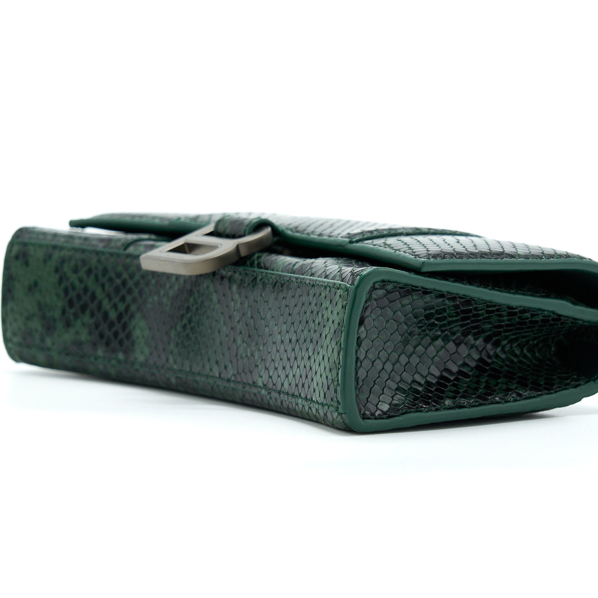 balenciaga-hourglass-wallet-with-chain-python-embossed-calfskin-black-dark-green