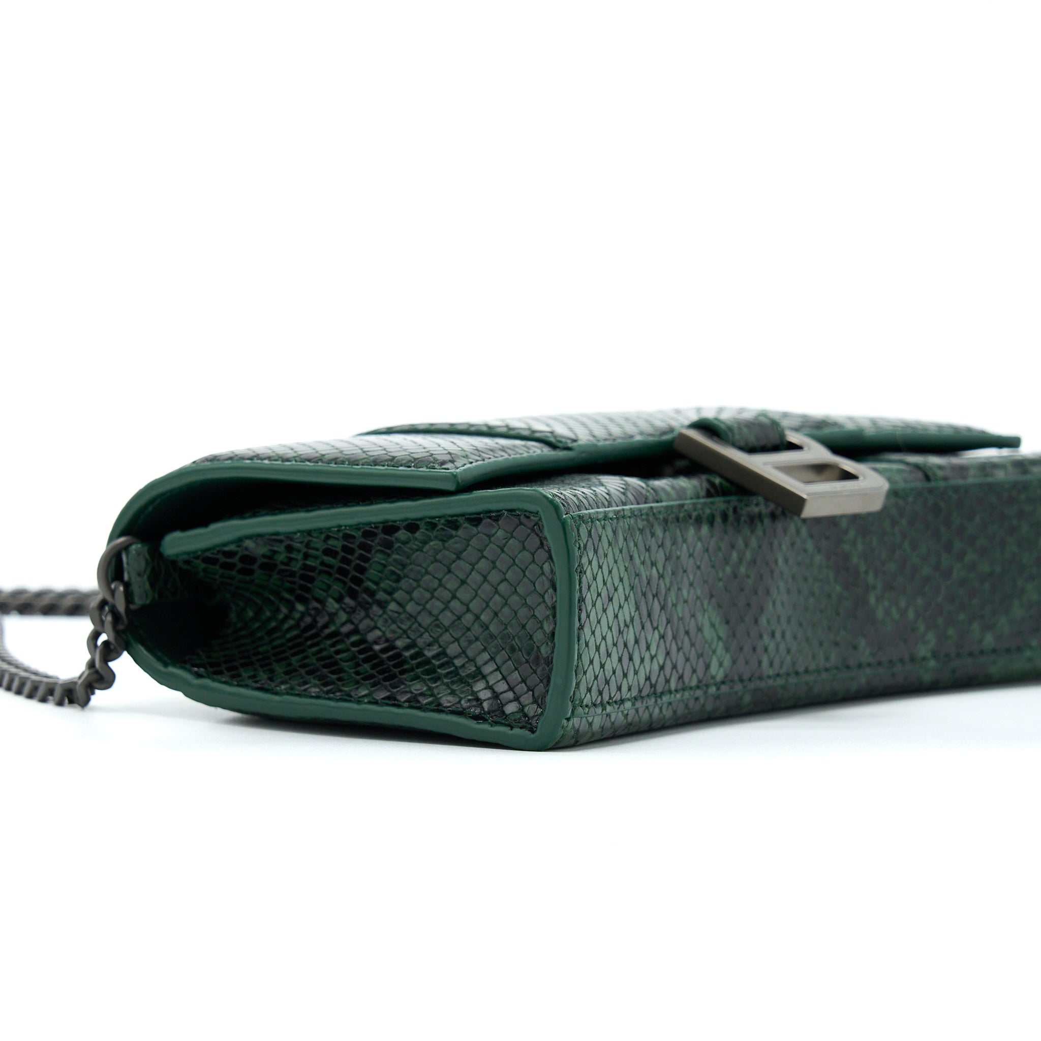 balenciaga-hourglass-wallet-with-chain-python-embossed-calfskin-black-dark-green