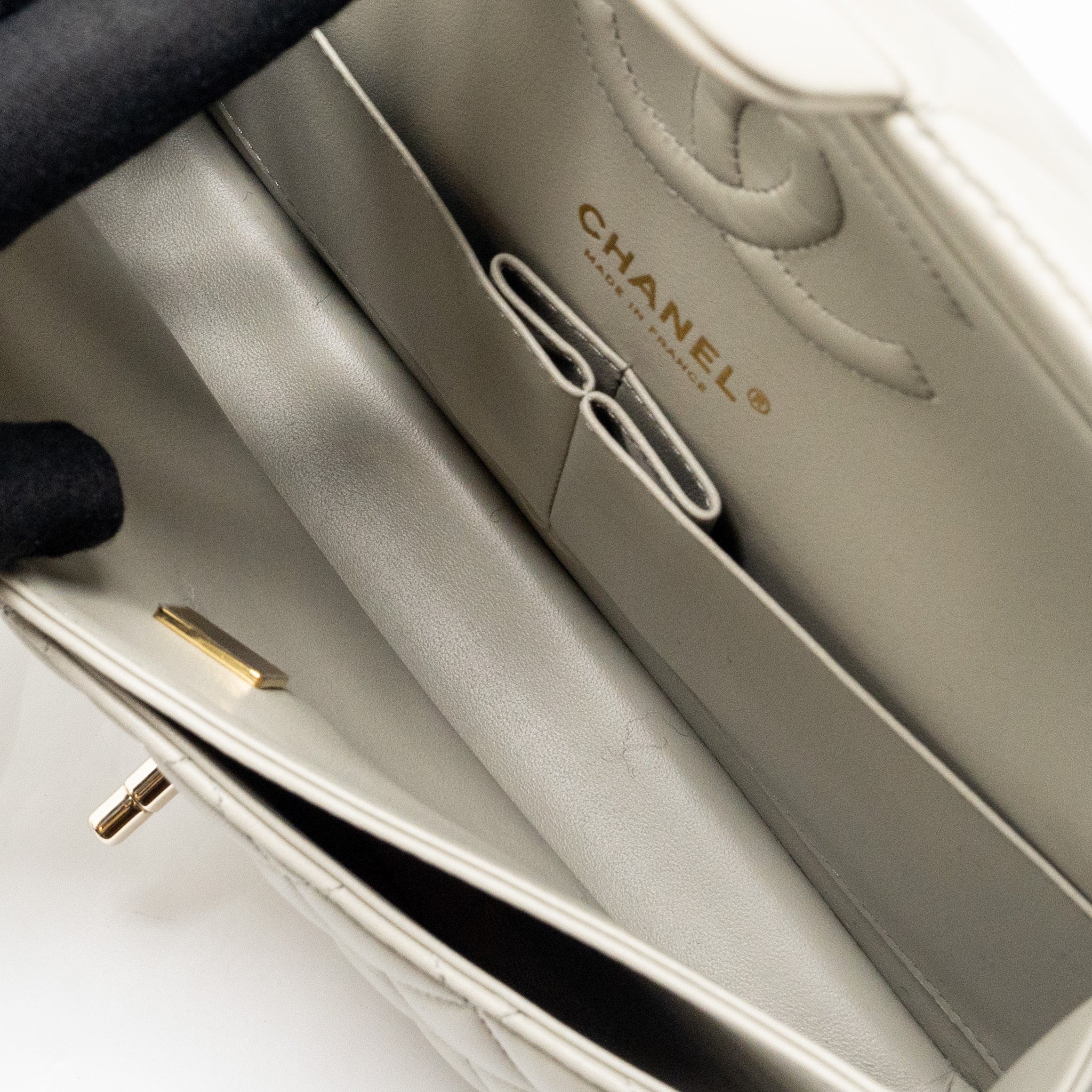 chanel-medium-classic-double-flap-bag-lambskin-light-grey-lghw-microchip-copy-1