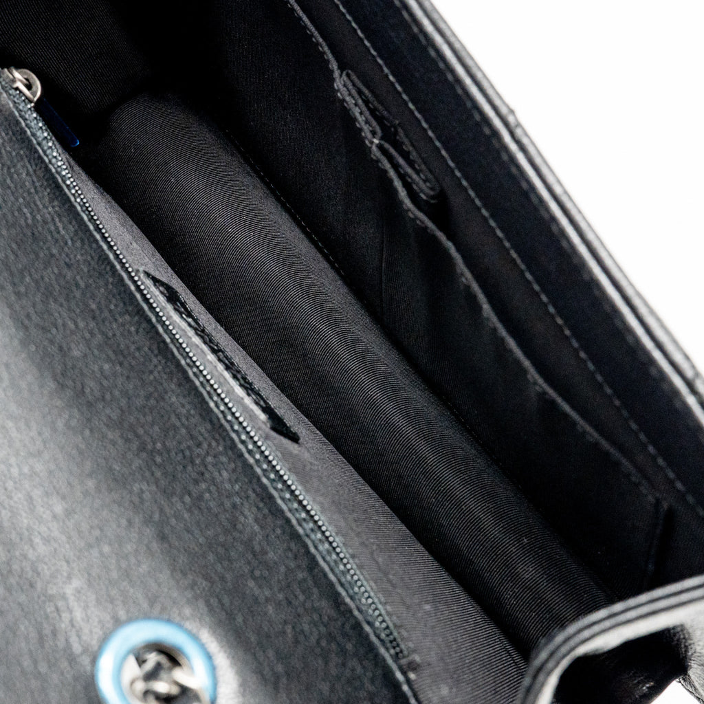 chanel-envelop-metal-plate-flap-bag-chevron-calfskin-black-navy-ruthenium-silver-hardware-copy