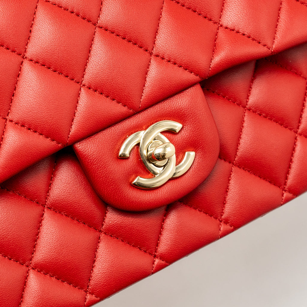 chanel-medium-classic-double-flap-bag-lambskin-red-lghw