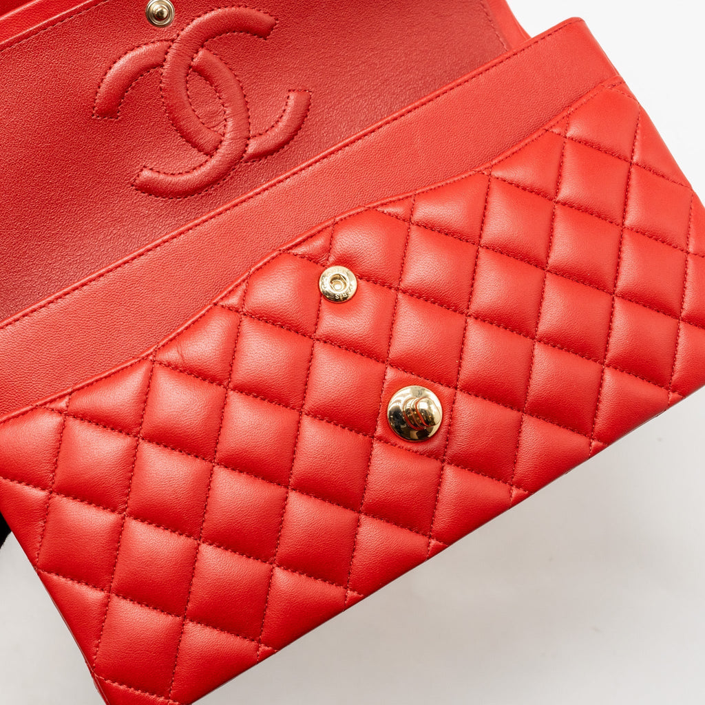 chanel-medium-classic-double-flap-bag-lambskin-red-lghw