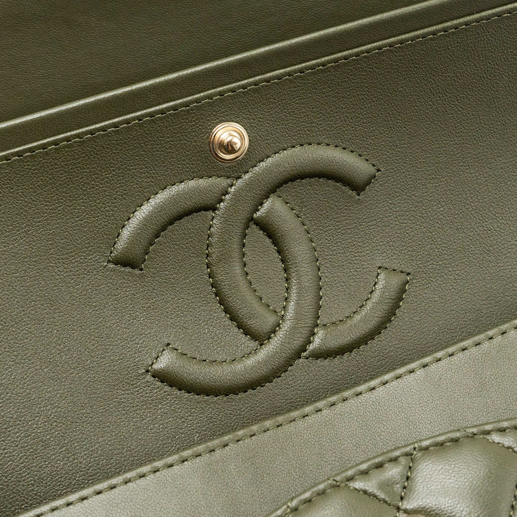 chanel-22k-medium-classic-double-flap-bag-lambskin-olive-green-lghwmicrochip