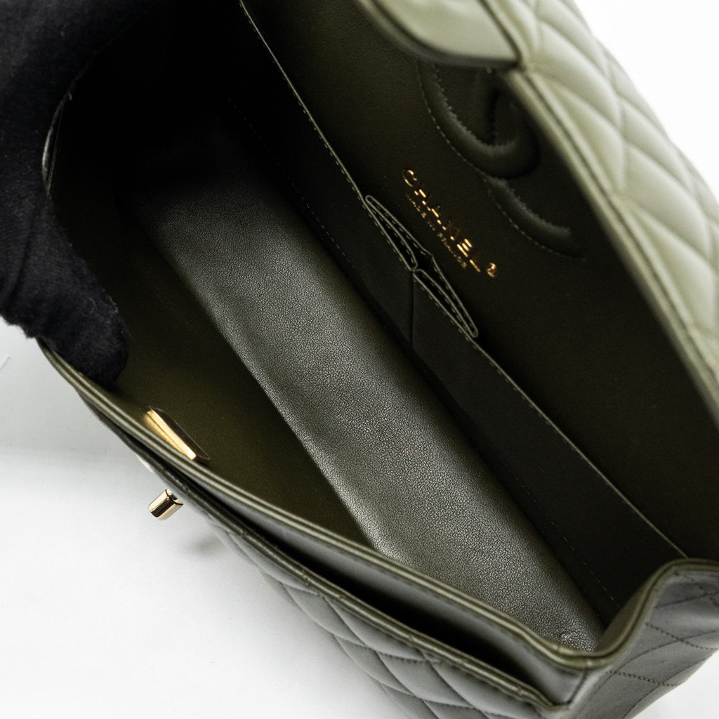 chanel-22k-medium-classic-double-flap-bag-lambskin-olive-green-lghwmicrochip