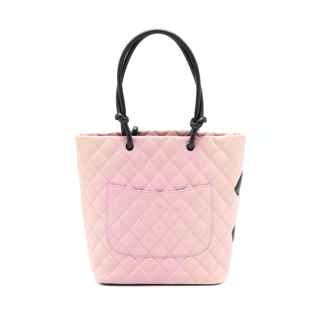 chanel-vintage-camnon-tote-pink-black-shw