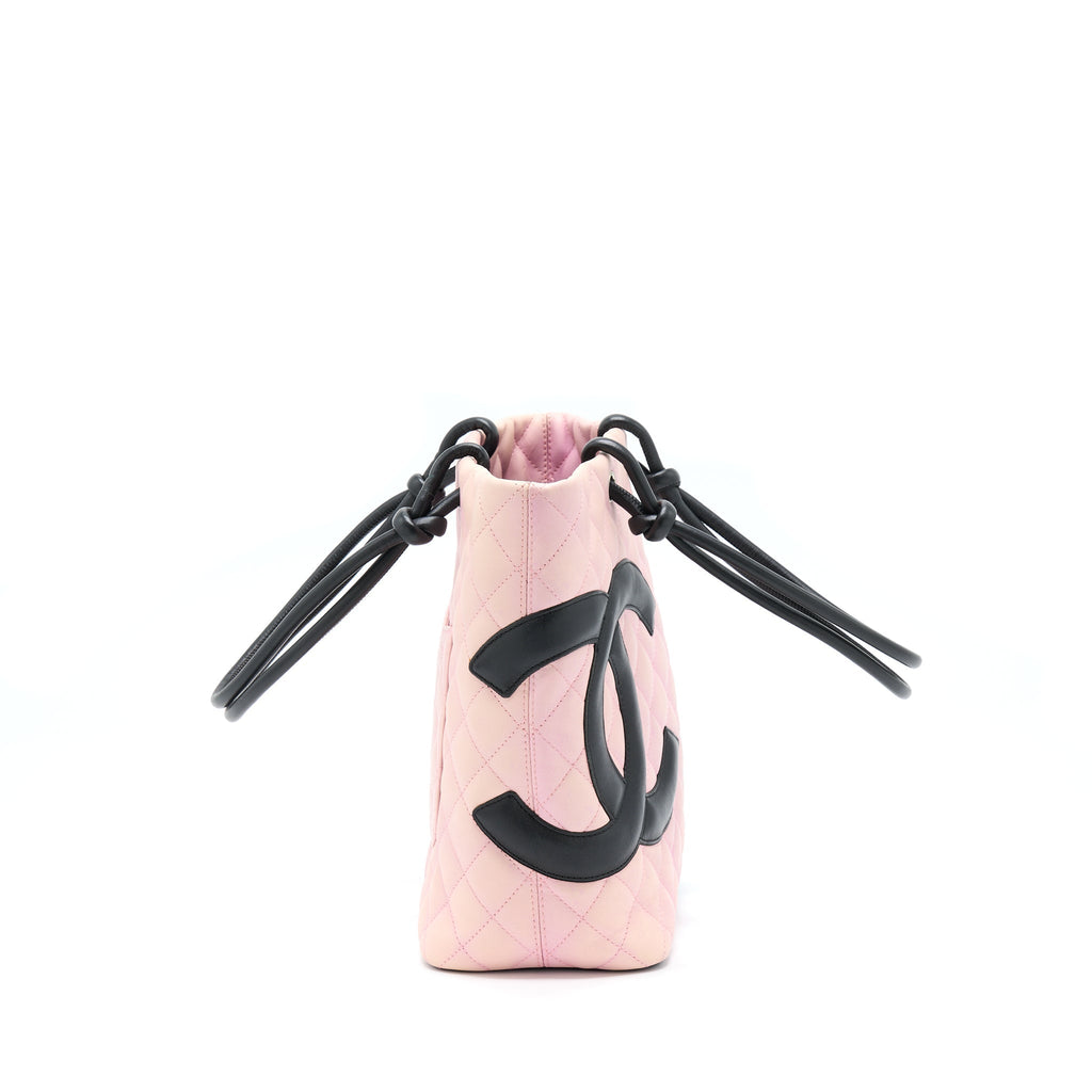 chanel-vintage-camnon-tote-pink-black-shw