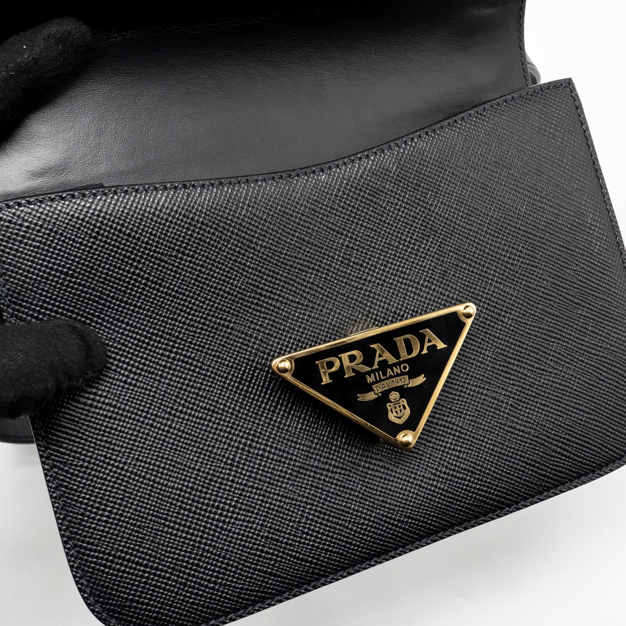 prada-saffiano-leather-flap-shoulder-bag-calfskin-black-ghw