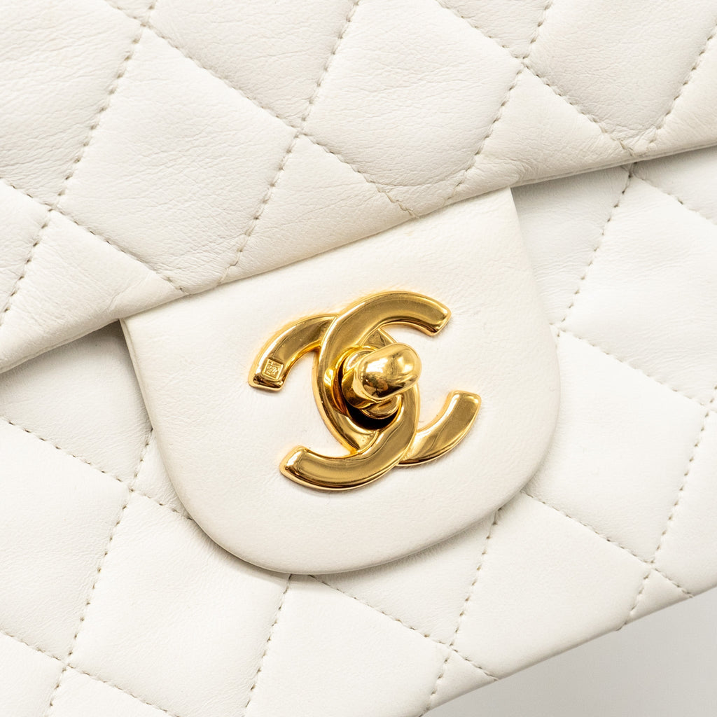 chanel-vintage-small-classic-double-flap-bag-lambskin-white-ghw