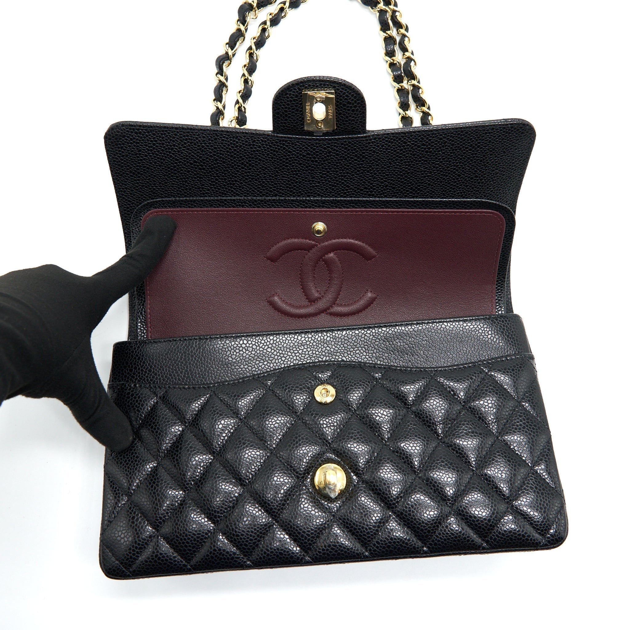 chanel-medium-classic-double-flap-bag-caviar-black-ghw-microchip
