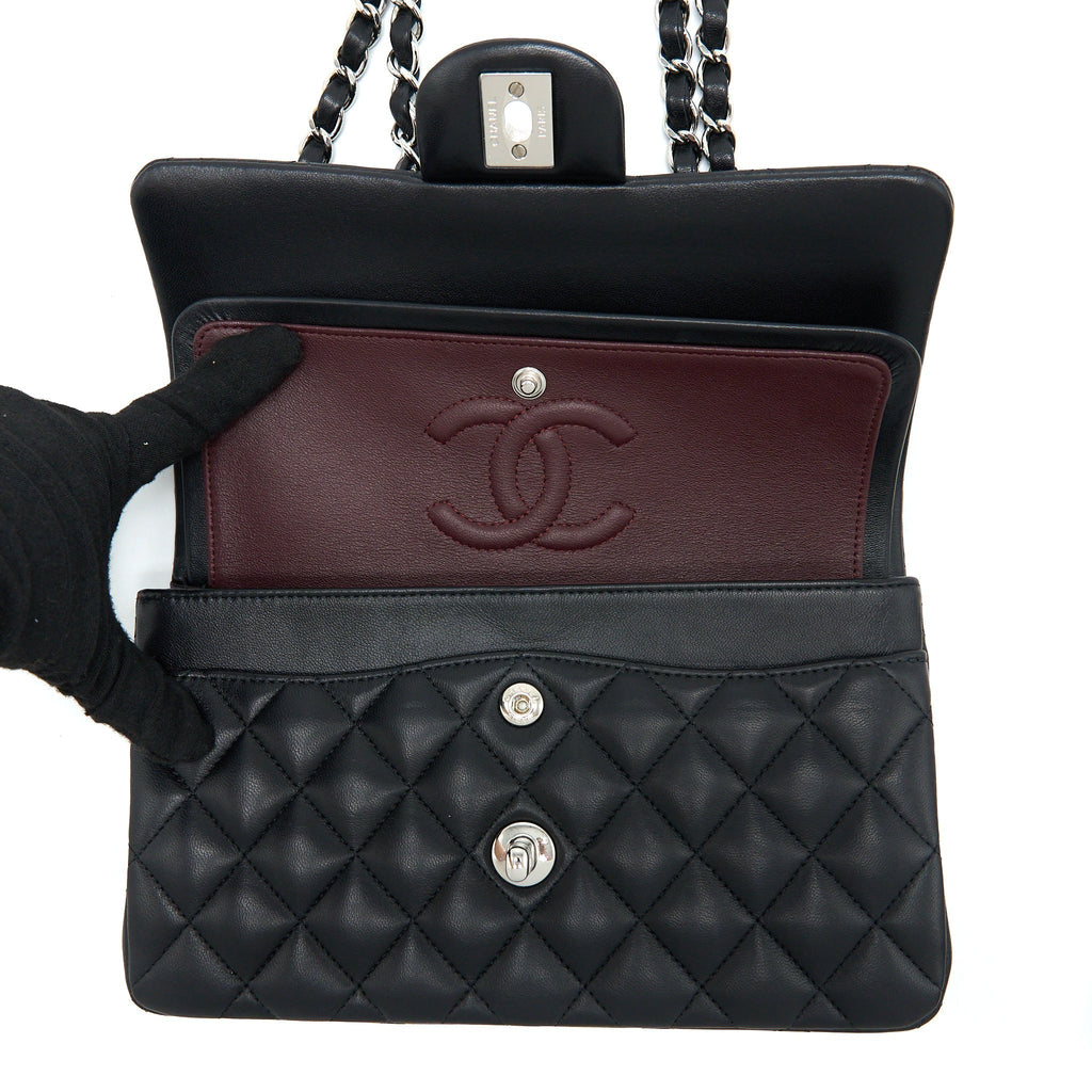 chanel-small-classic-double-flap-bag-lambskin-black-shw-1