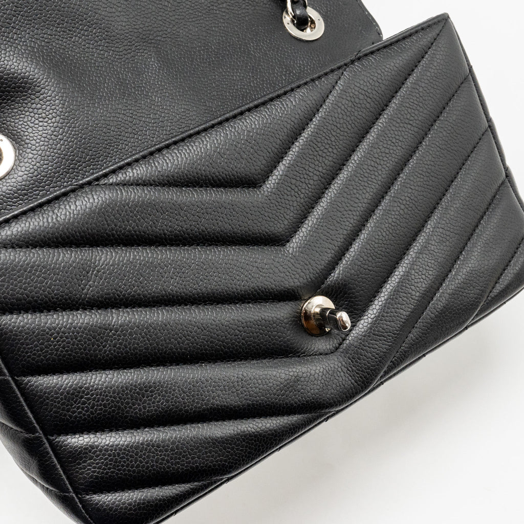 chanel-envelop-flap-bag-chevron-caviar-black-shw