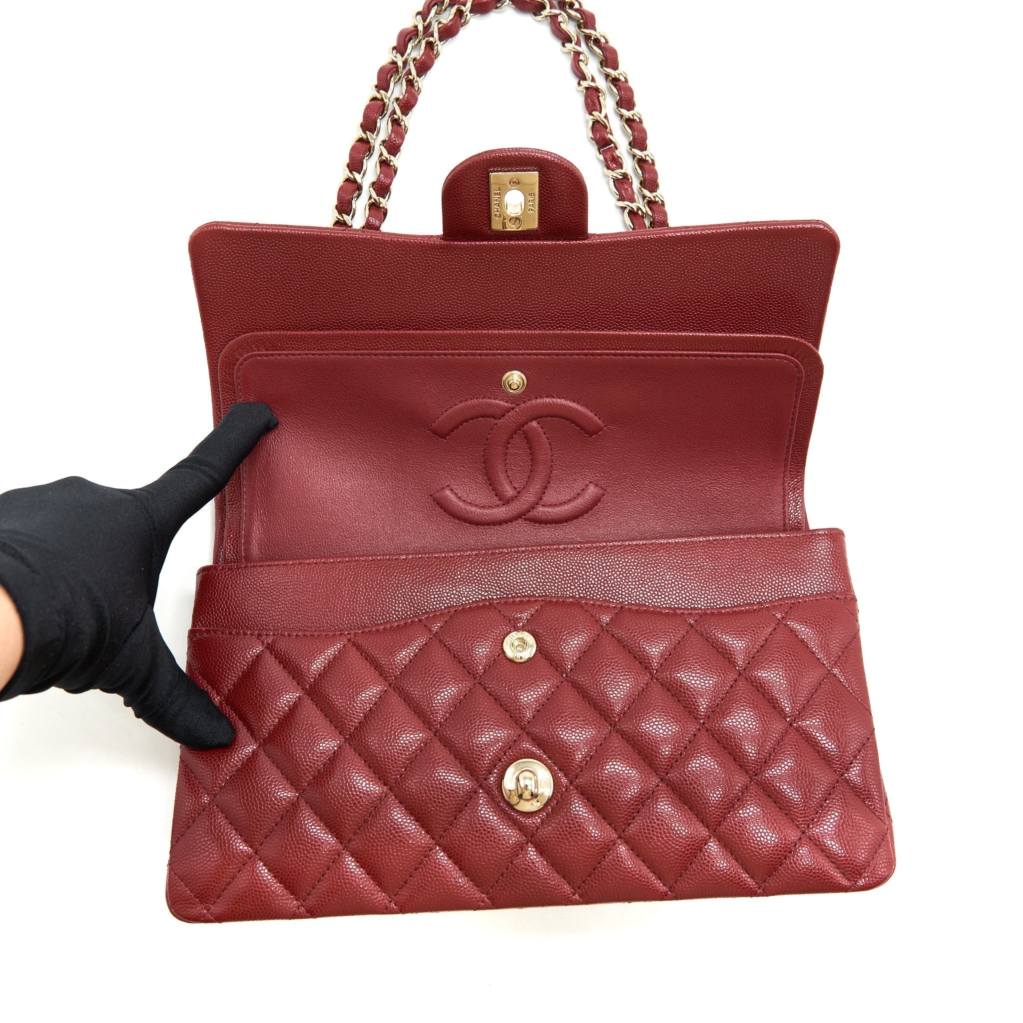 chanel-medium-classic-double-flap-bag-caviar-dark-red-lghw