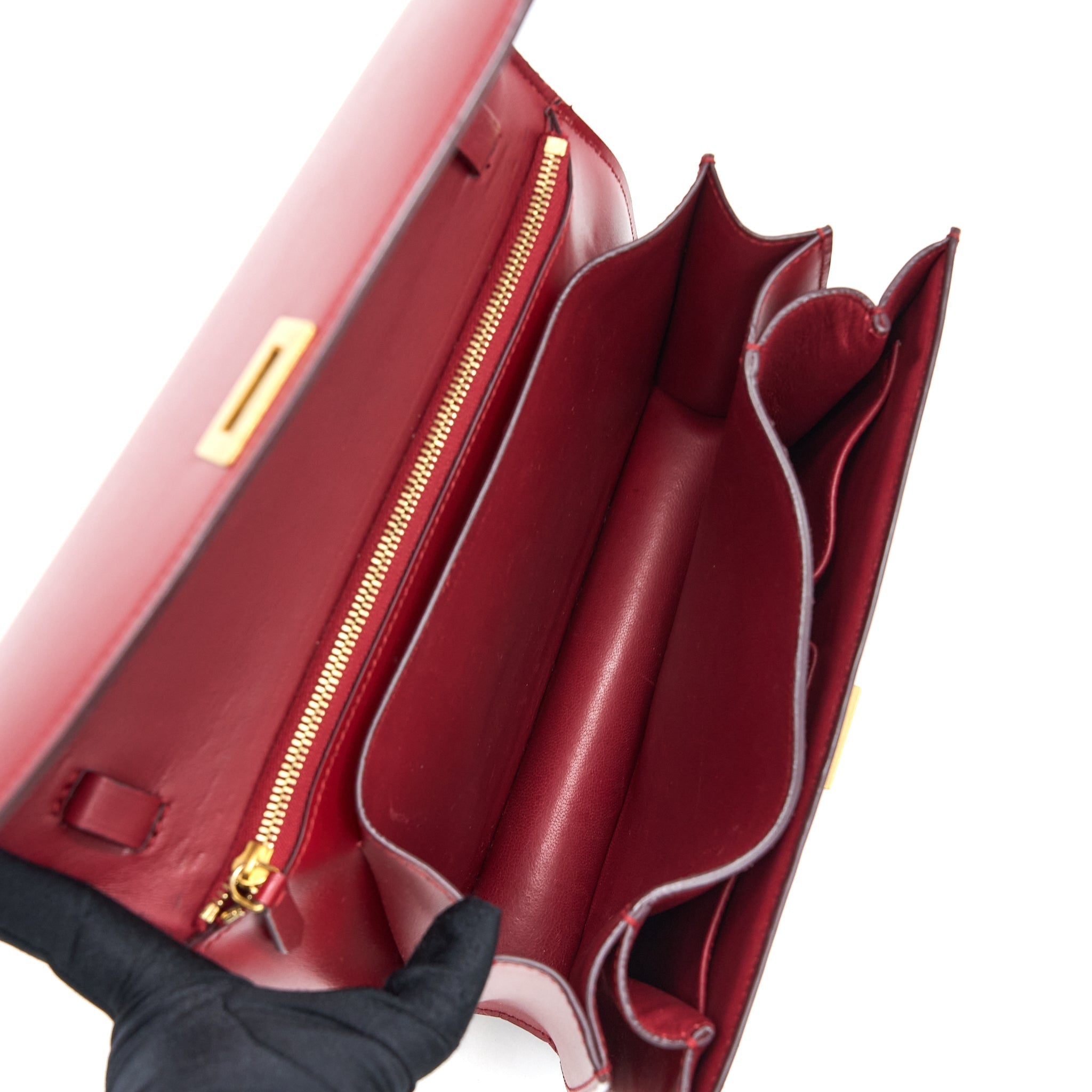 celine-medium-classic-box-calfskin-red-brushed-ghw-1