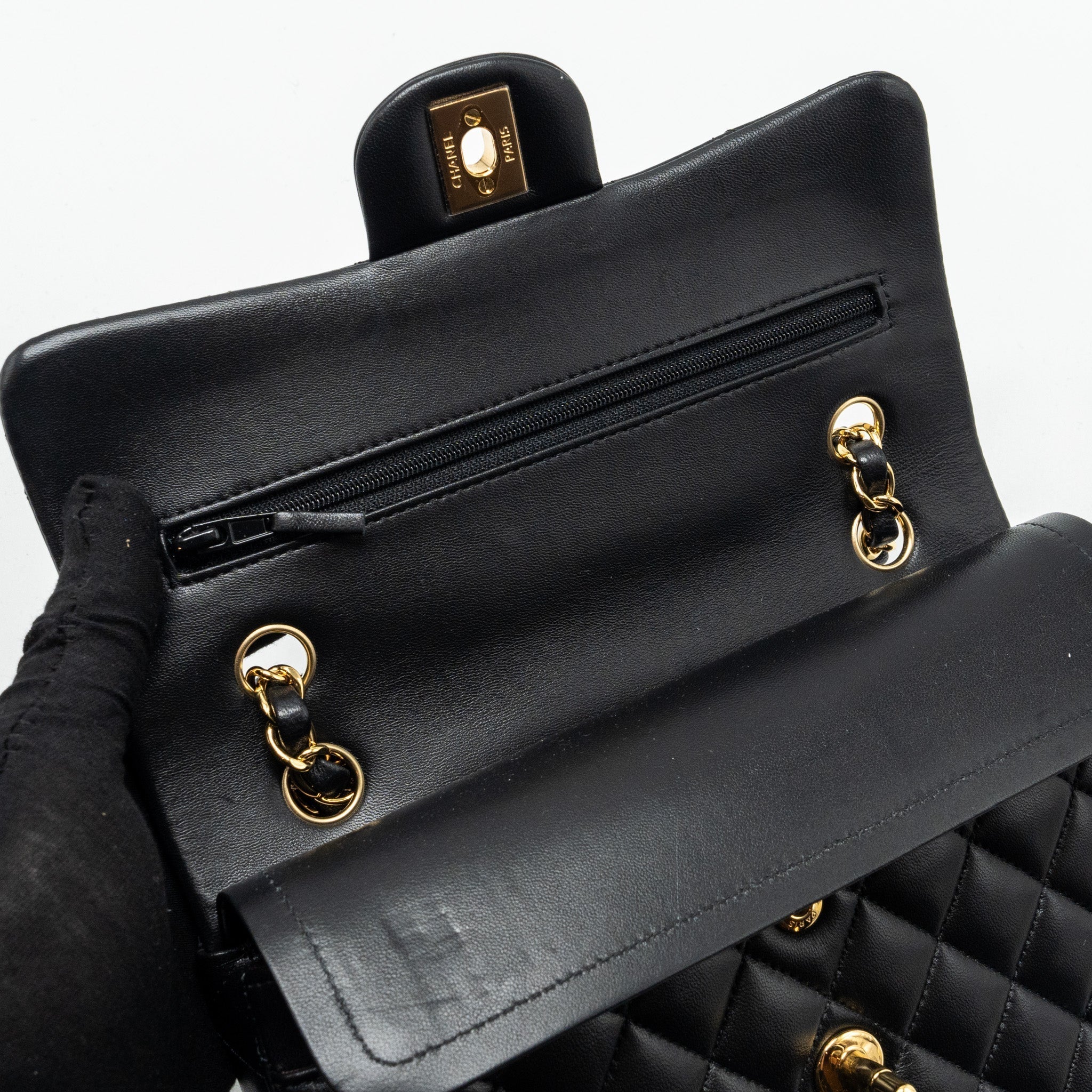 chanel-small-classic-double-flap-bag-lambskin-black-ghw-copy