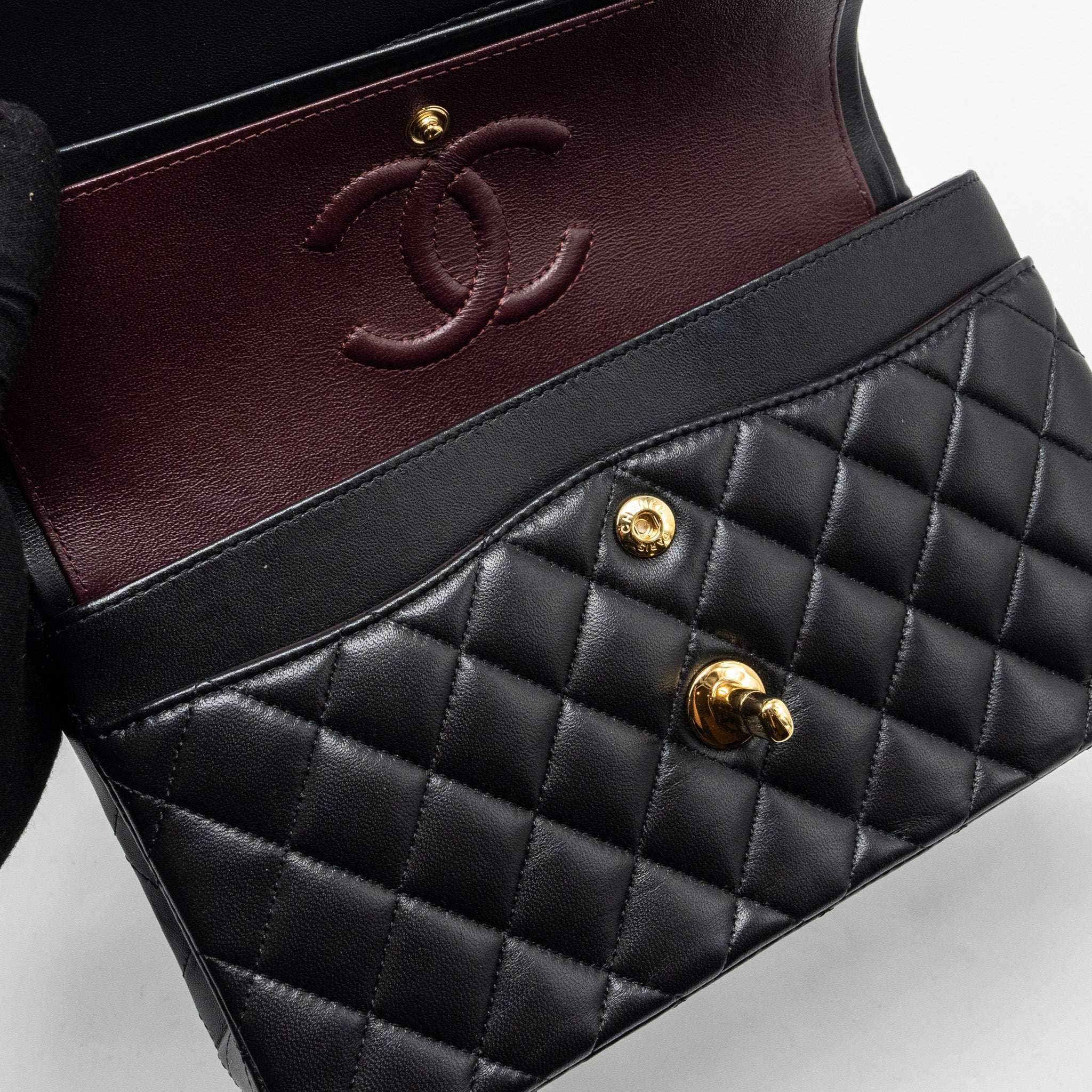 chanel-small-classic-double-flap-bag-lambskin-black-ghw-copy