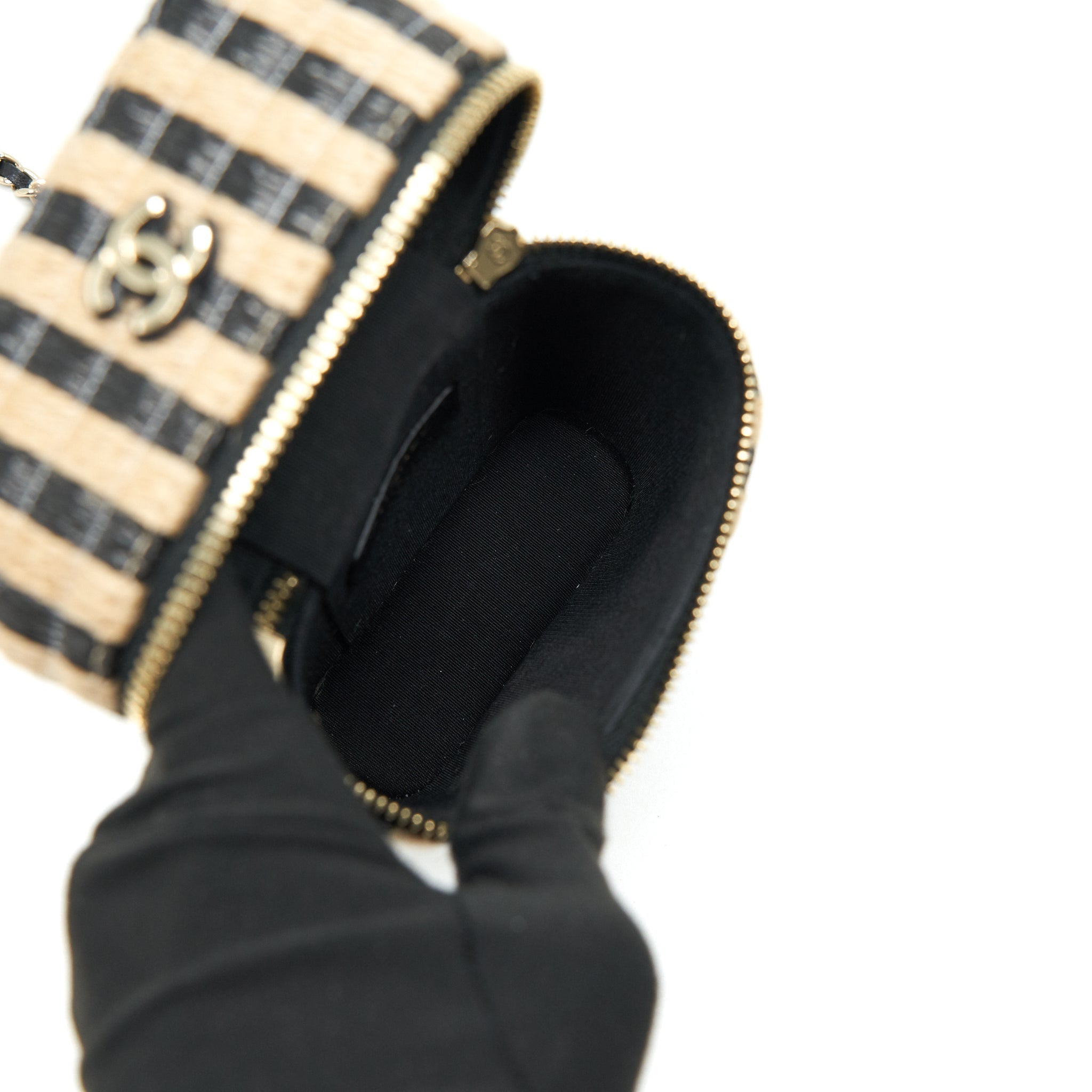 chanel-vanity-phone-holder-with-chain-black-beige-ghw