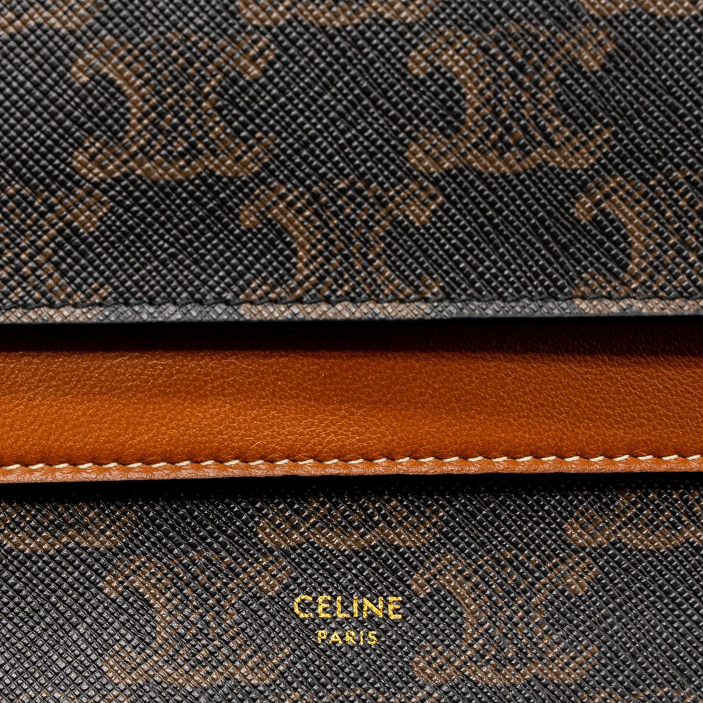 celine-wallet-on-strap-triomphe-canvas-smooth-lambskin-tan-ghw