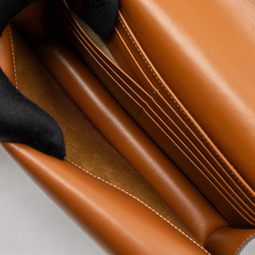 celine-wallet-on-strap-triomphe-canvas-smooth-lambskin-tan-ghw