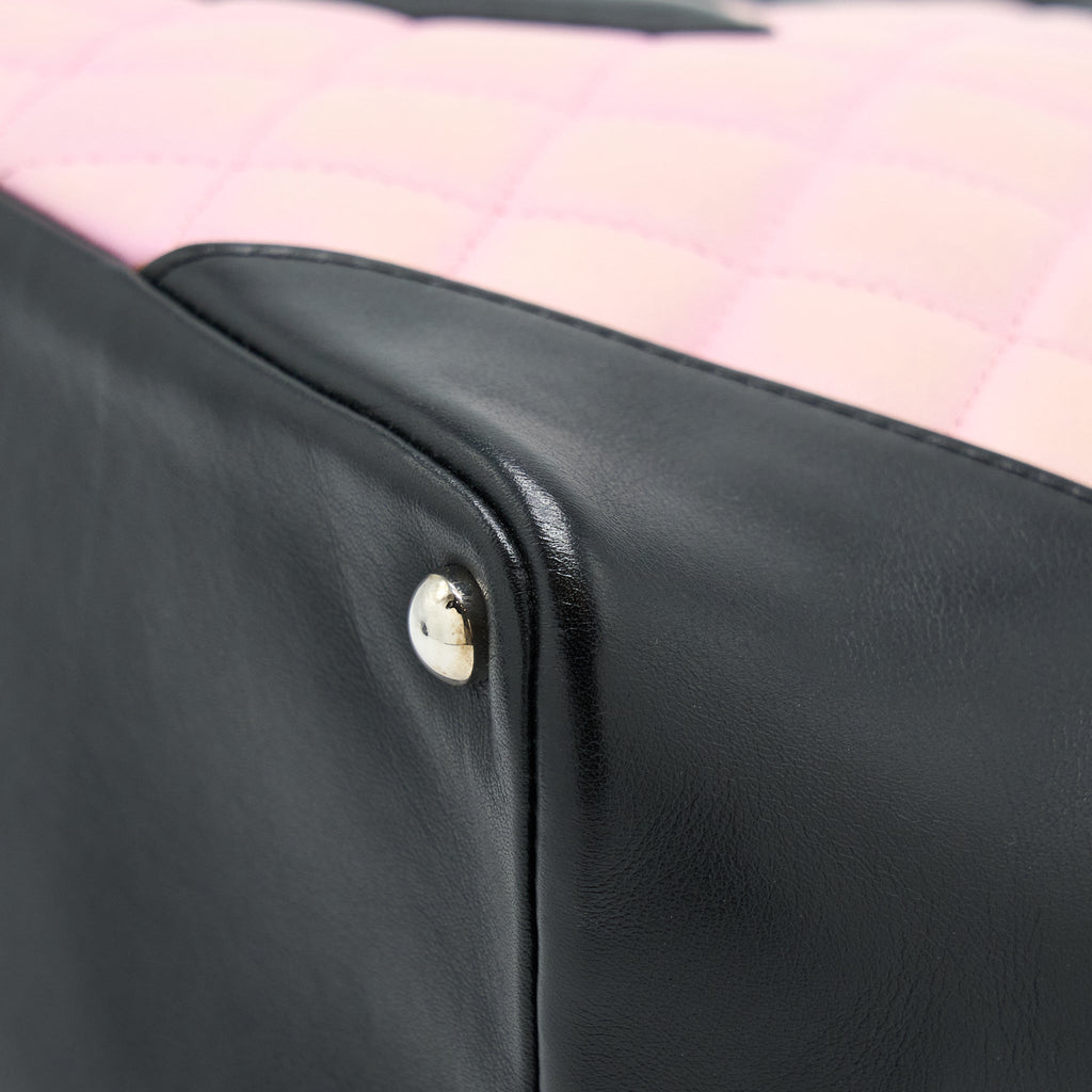 chanel-vintage-camnon-tote-pink-black-shw