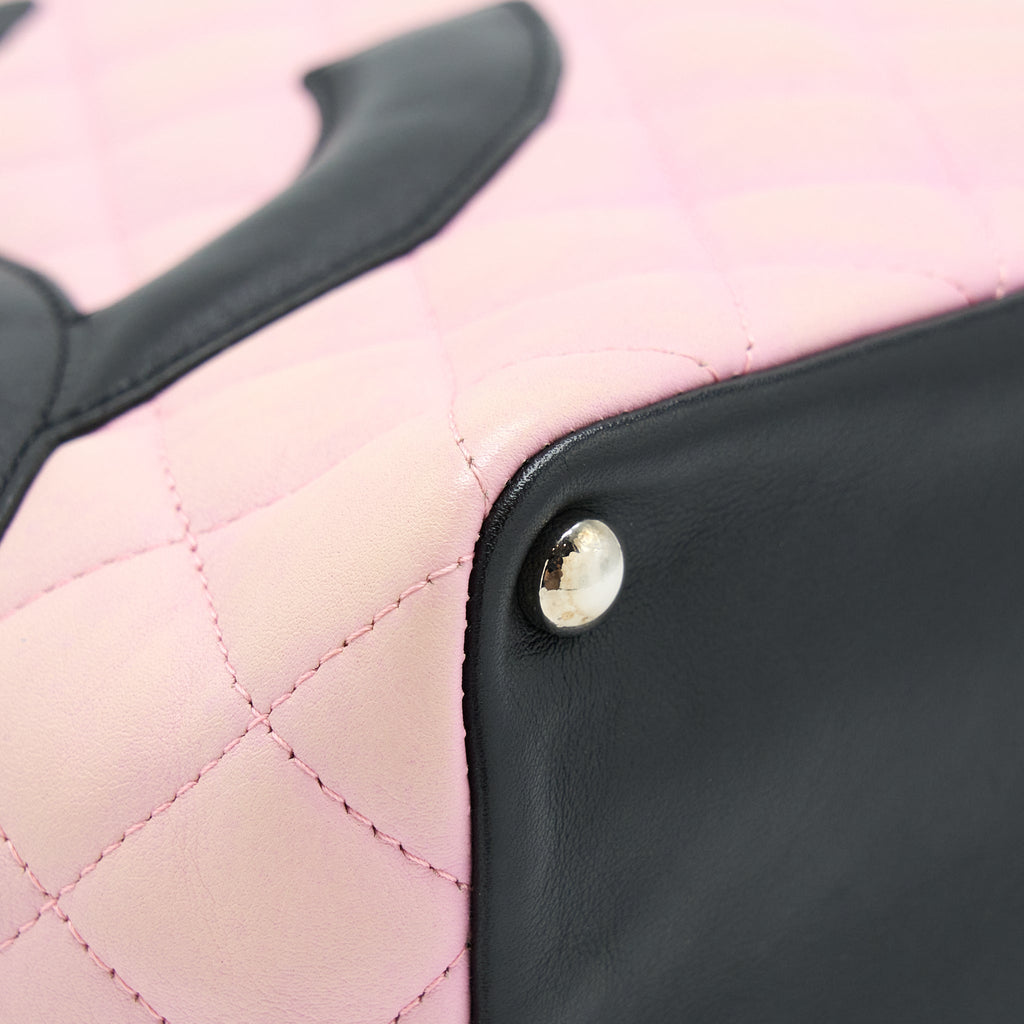 chanel-vintage-camnon-tote-pink-black-shw