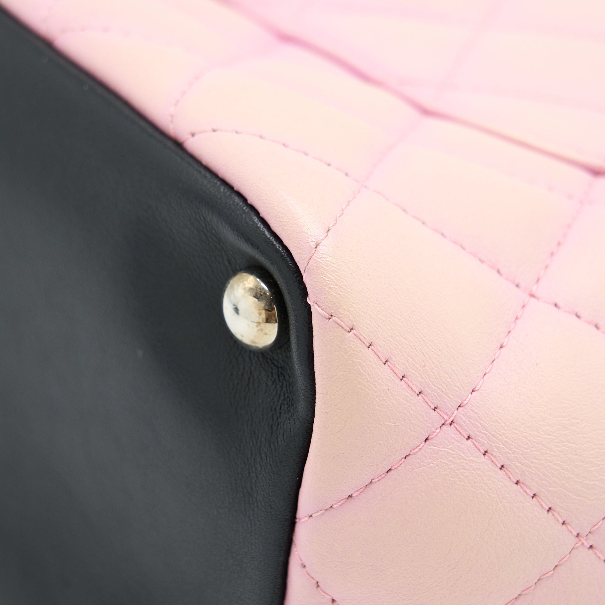 chanel-vintage-camnon-tote-pink-black-shw