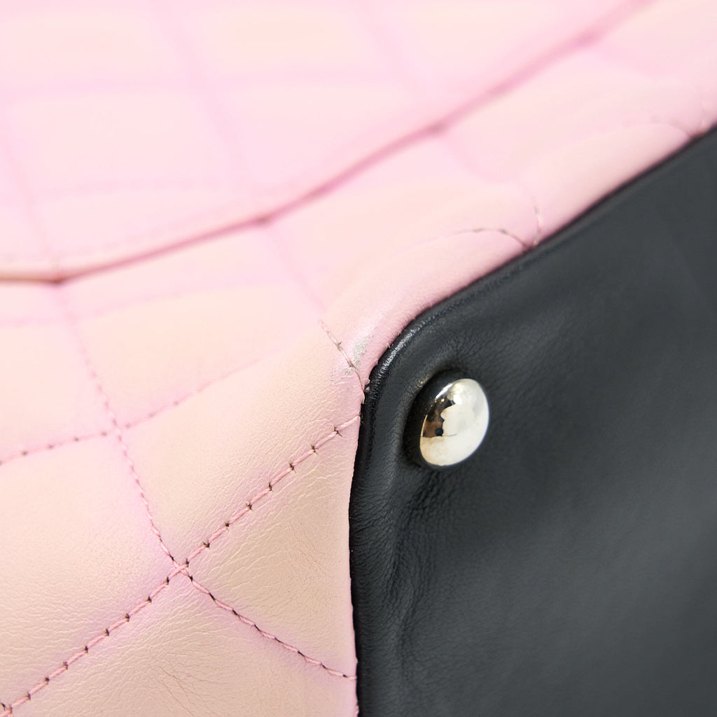 chanel-vintage-camnon-tote-pink-black-shw