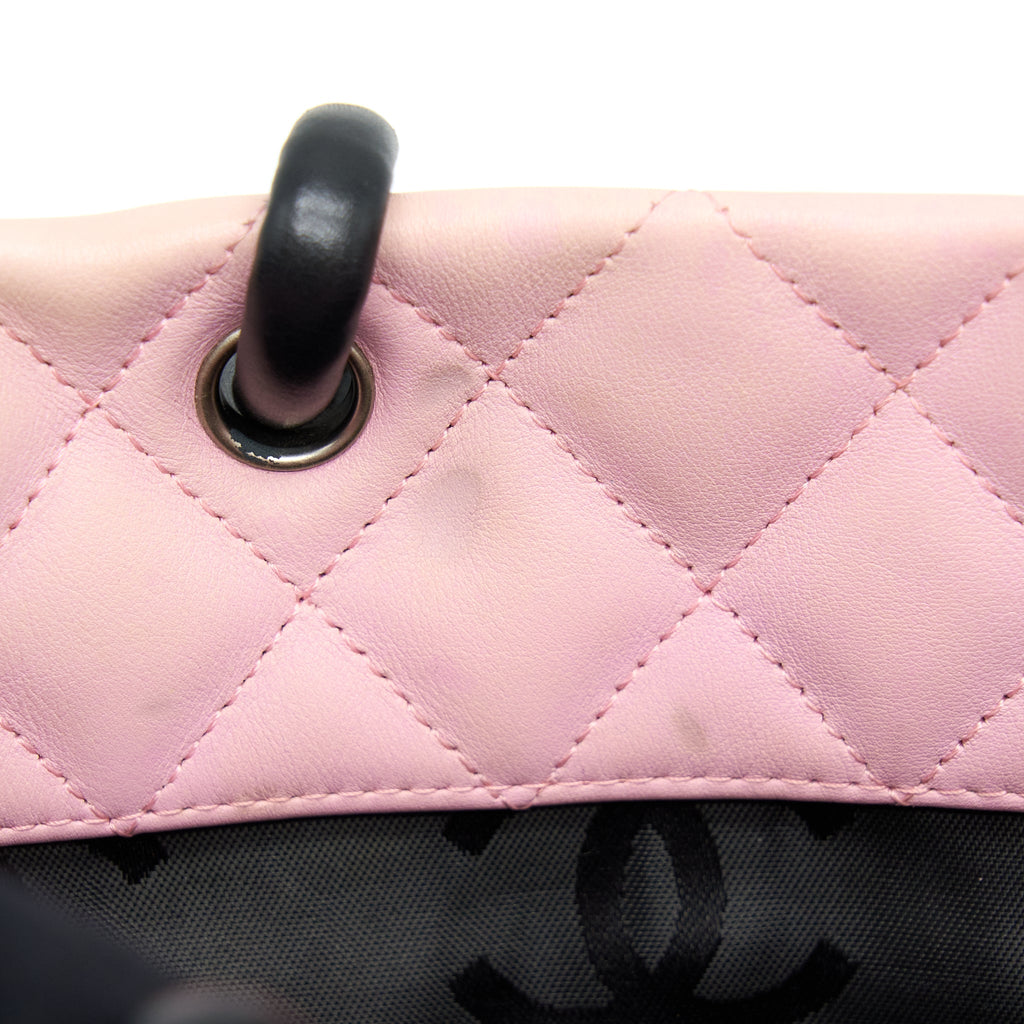 chanel-vintage-camnon-tote-pink-black-shw